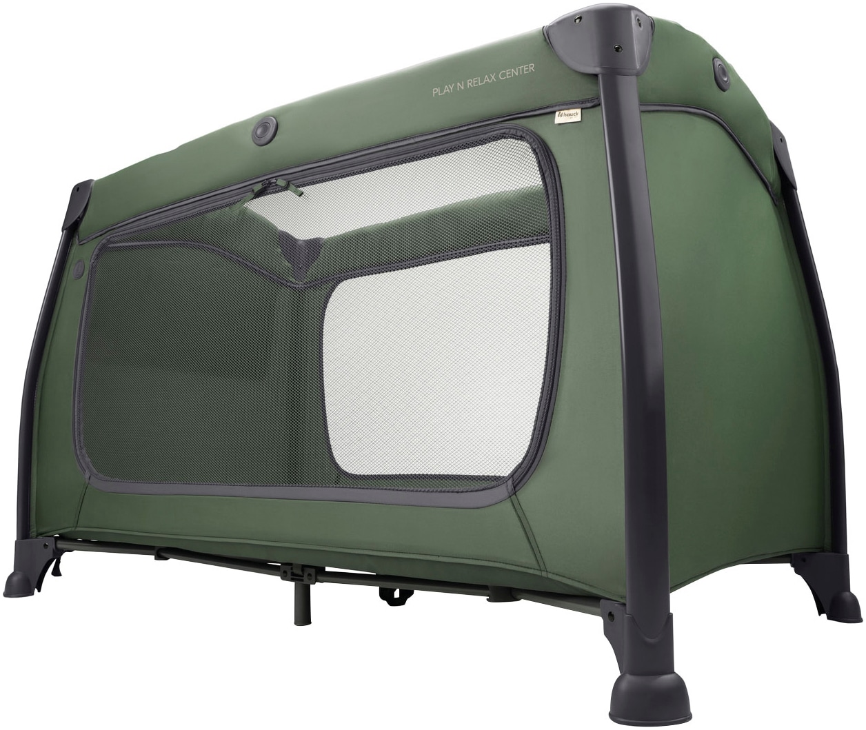 Hauck Lit de voyage pour bébé »Play N Relax Center, darkgreen« inkl. Neugeboreneneinhang, Wickelmulde, Ausstieg, Räder