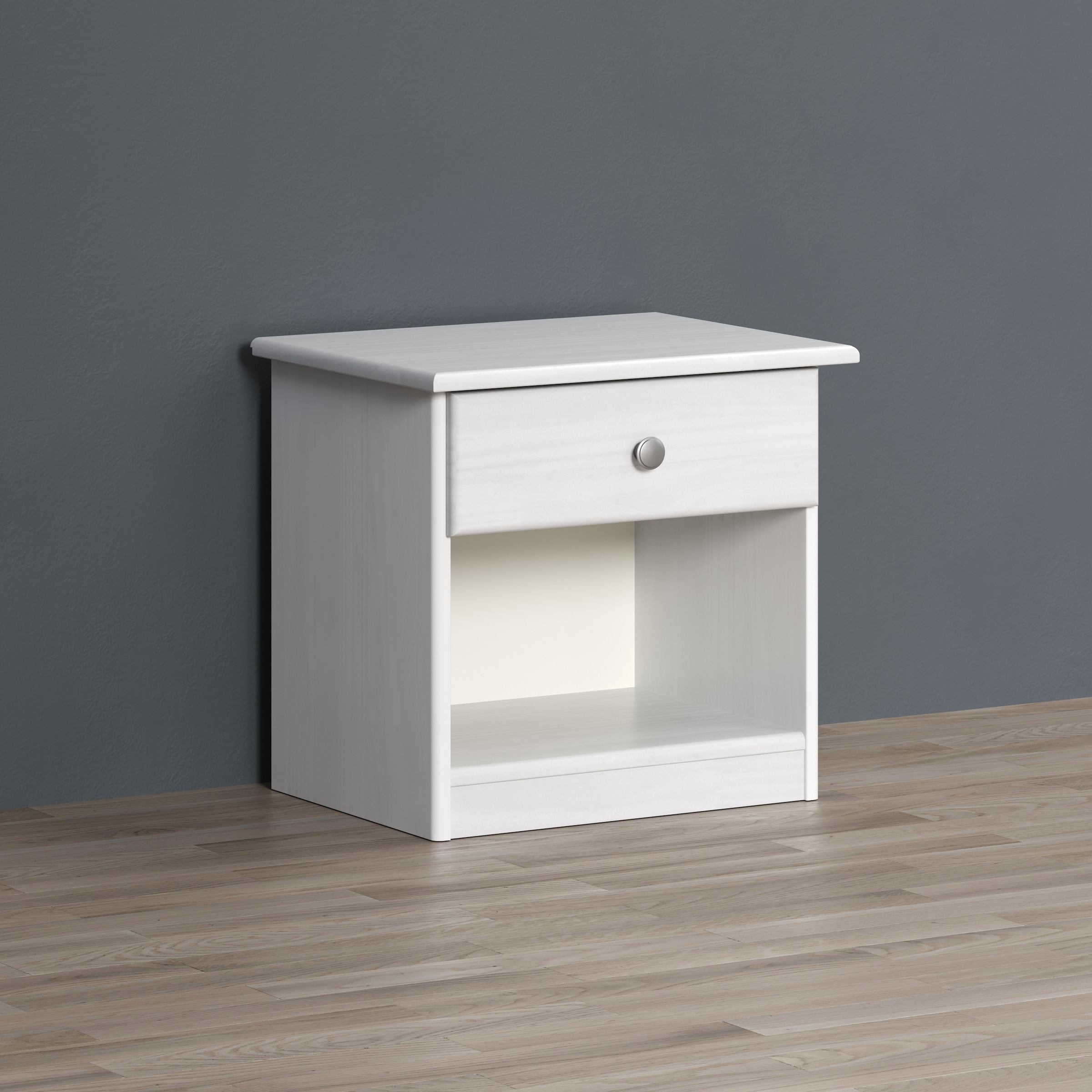 Home affaire Nachtkommode »Delsbo Nachtschrank Schrank Schlafzimmer Beistellschrank« Landhaus Design aus Kiefernholz, 1 Stk. tlg. Massivholz Nachttisch Weiss lackiert - Nachtkonsole (B/T/H) 44/34/41 cm