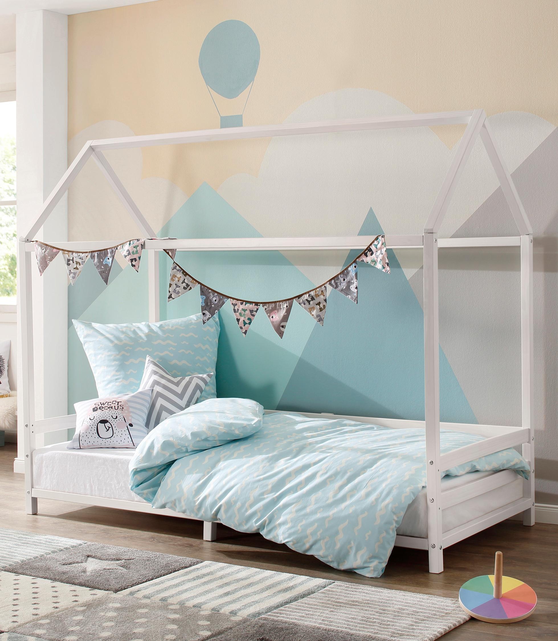 Image of Lüttenhütt Kinderbett »Ellen«, Hausbett mit Reling aus massivem Kiefernholz, in zwei verschiedenen Farbvarianten erhältlich, Breite 208 cm bei Ackermann Versand Schweiz