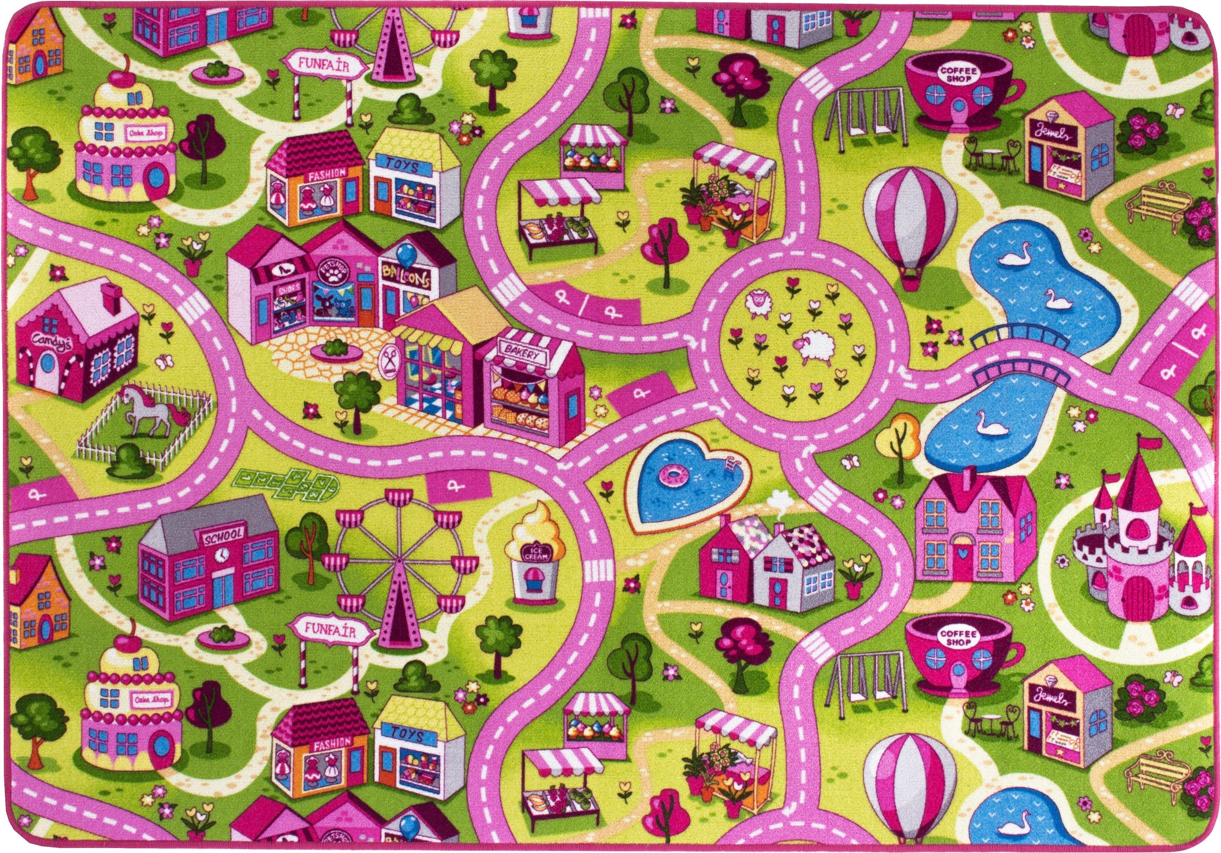 Kinderteppich »Big City/Sweet Village«, rechteckig, Strassen-Spiel-Teppich, für...