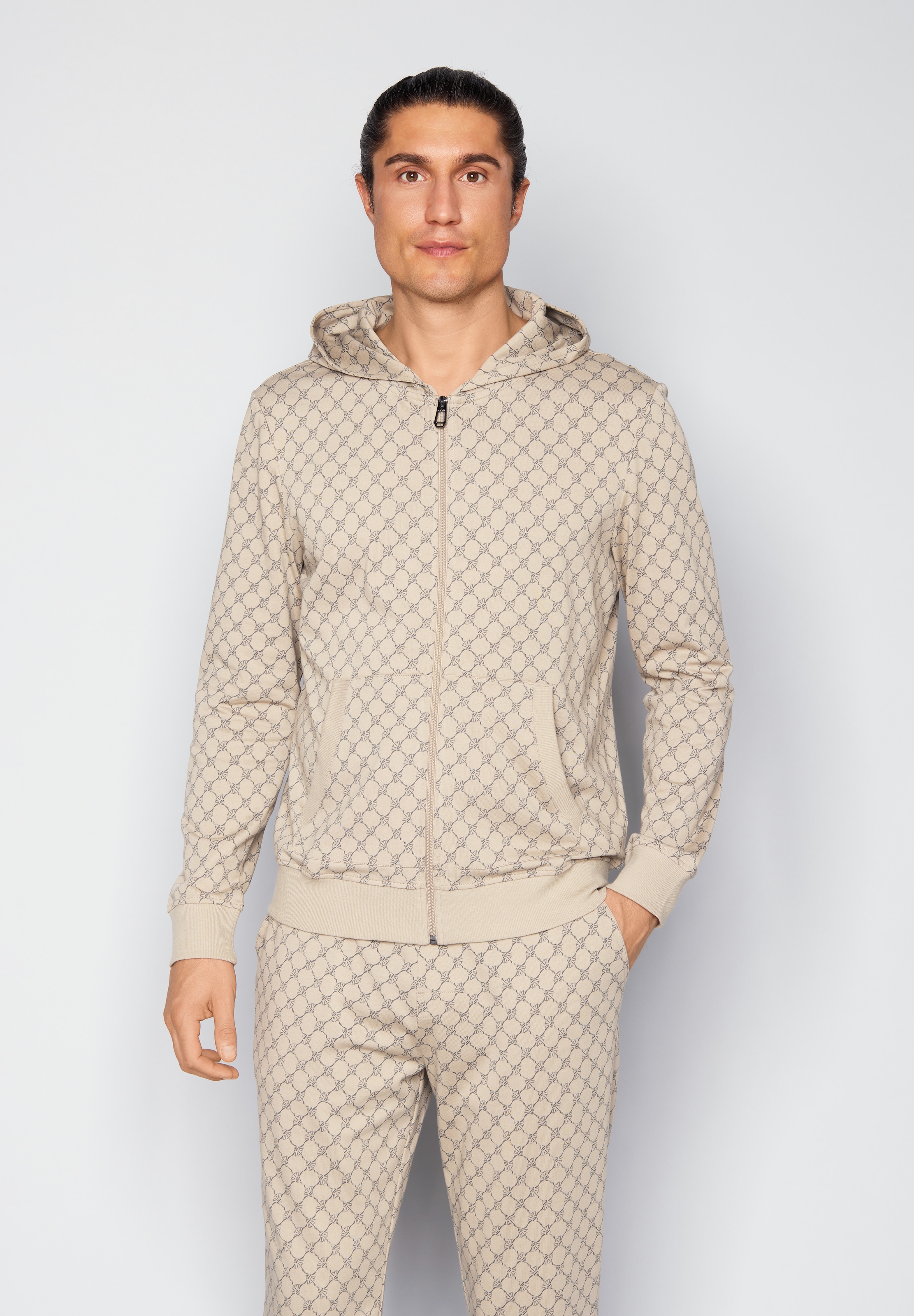 JOOP! Veste sweat mit Cornflower-Print allover und Kapuze