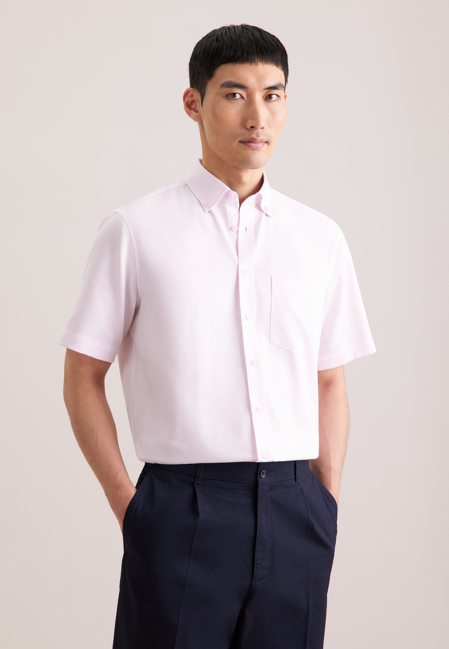 seidensticker Chemise d'affaires »Schwarze Rose« Regular 1/2 Button-Down-Kragen Struktur