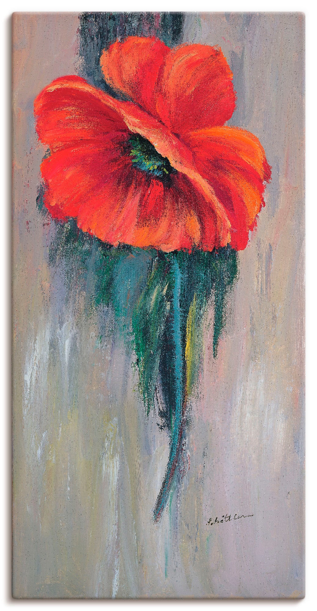 Image of Artland Leinwandbild "Roter Mohn III" Blumen 1 Stk. tlg. auf Holzrahmen gespannt