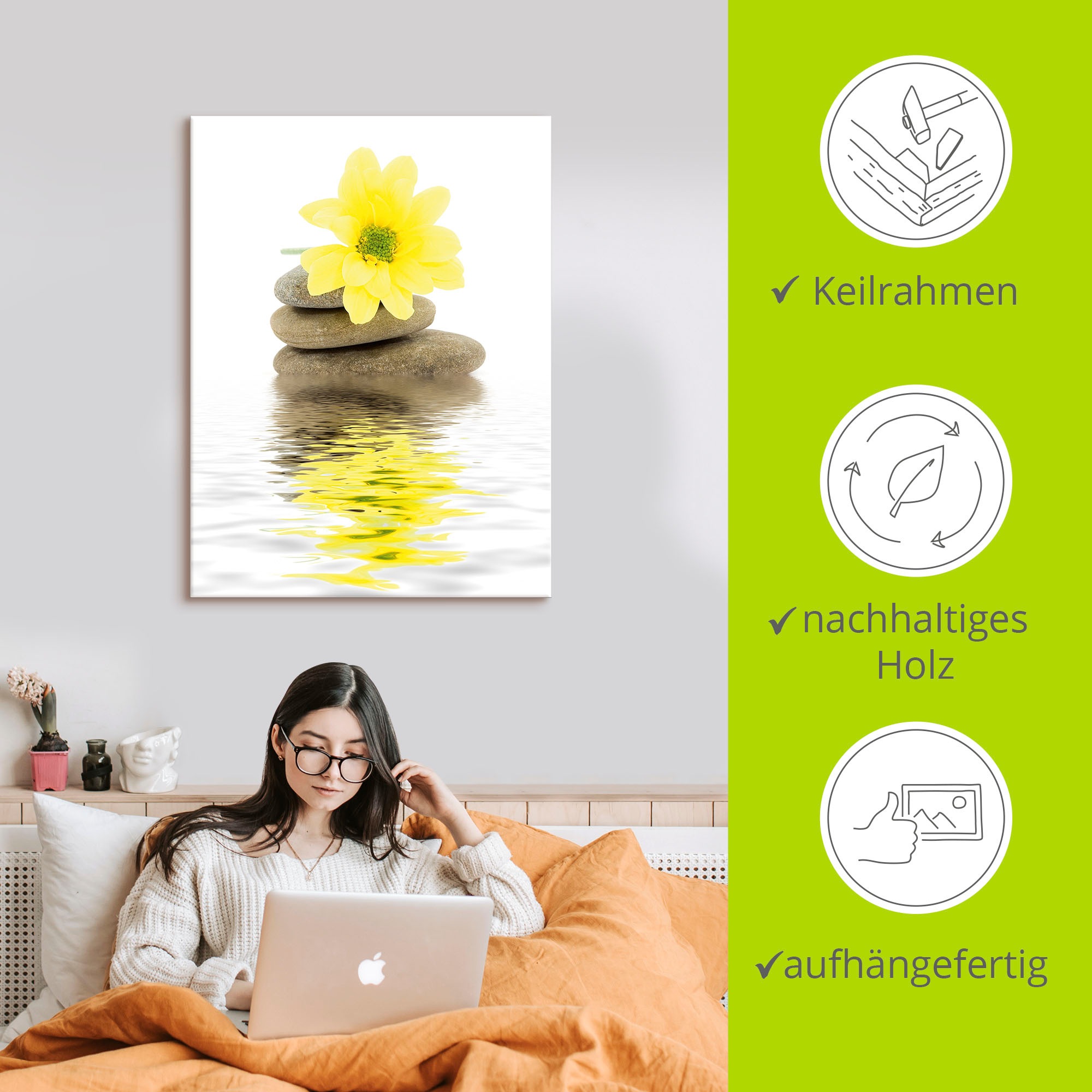 Artland Wandbild »Zen Spa Steine mit Blumen II« Zen 1 Stk. tlg. als Leinwandbild, Poster in verschied. Grössen