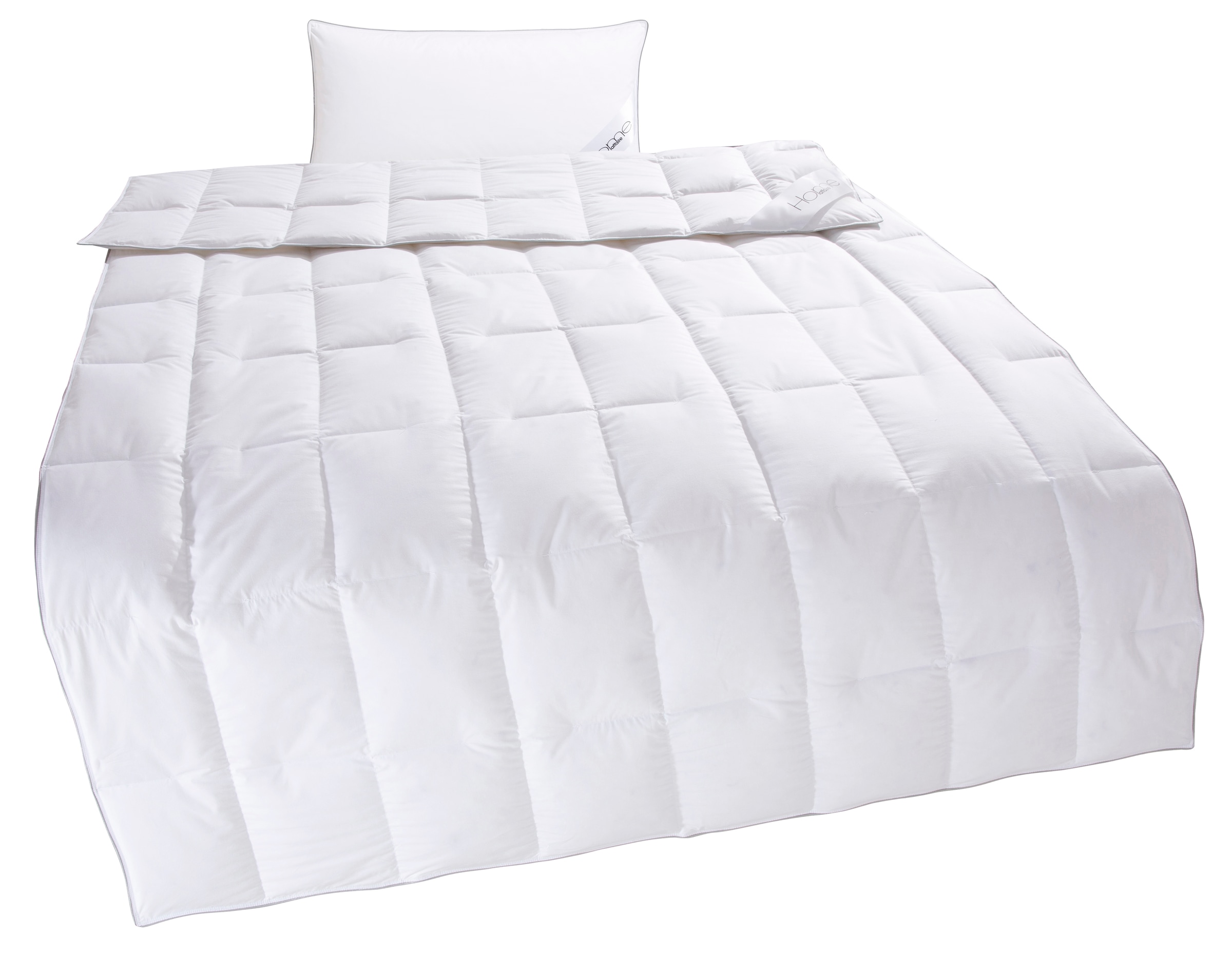 Home affaire Daunenbettdecke + Kopfkissen »Moulle, Bettdecke in 135x200 cm, 155x220 cm, 2-tlg.« Set mit Kissen 40x80 cm, 80x80 cm, Sommer, Winter, Made in Germany