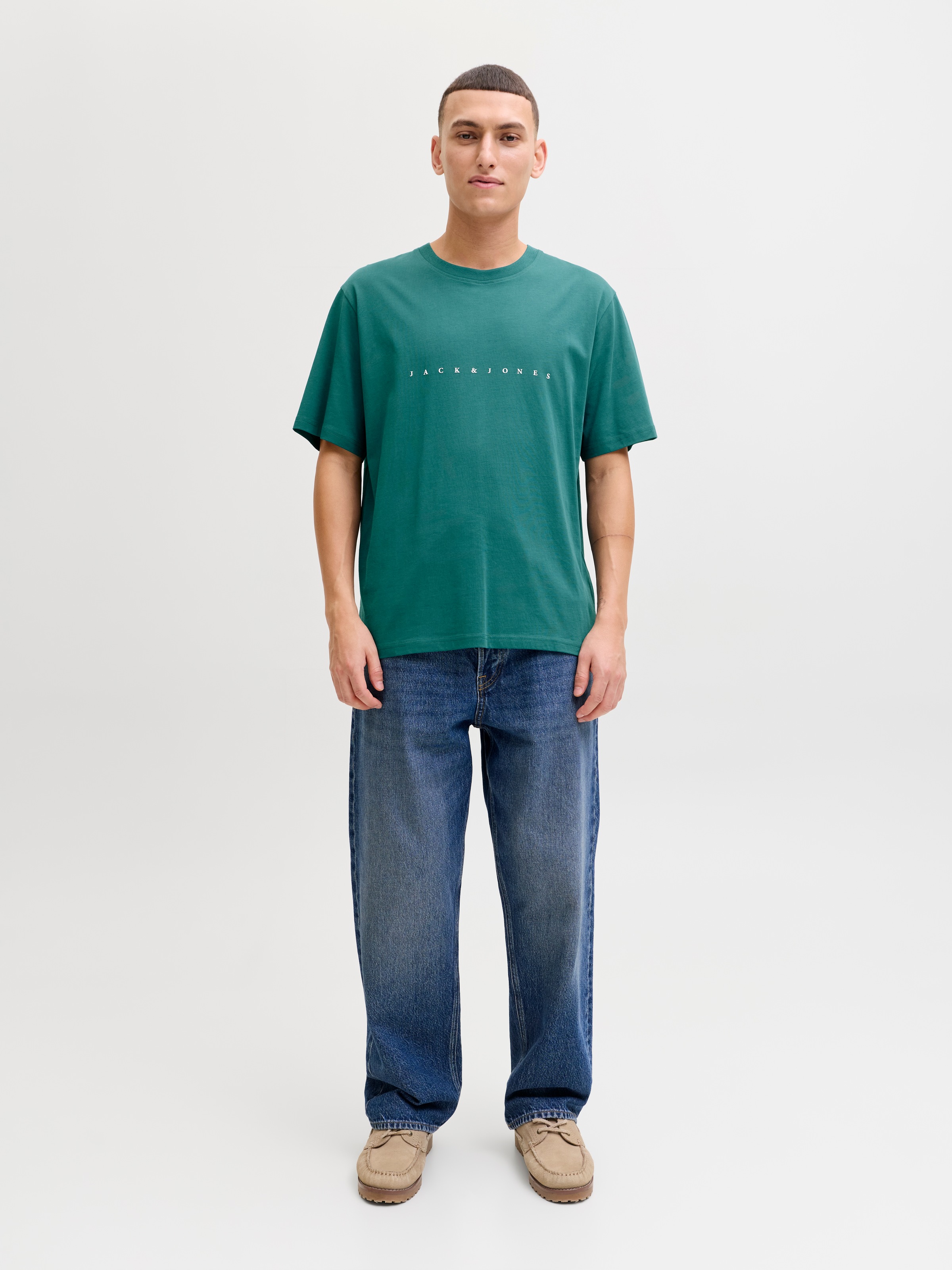 Jack & Jones Shirt à col rond »JJESTAR mit Pigmentprint und Baumwollgefühl« coton, coupe décontractée