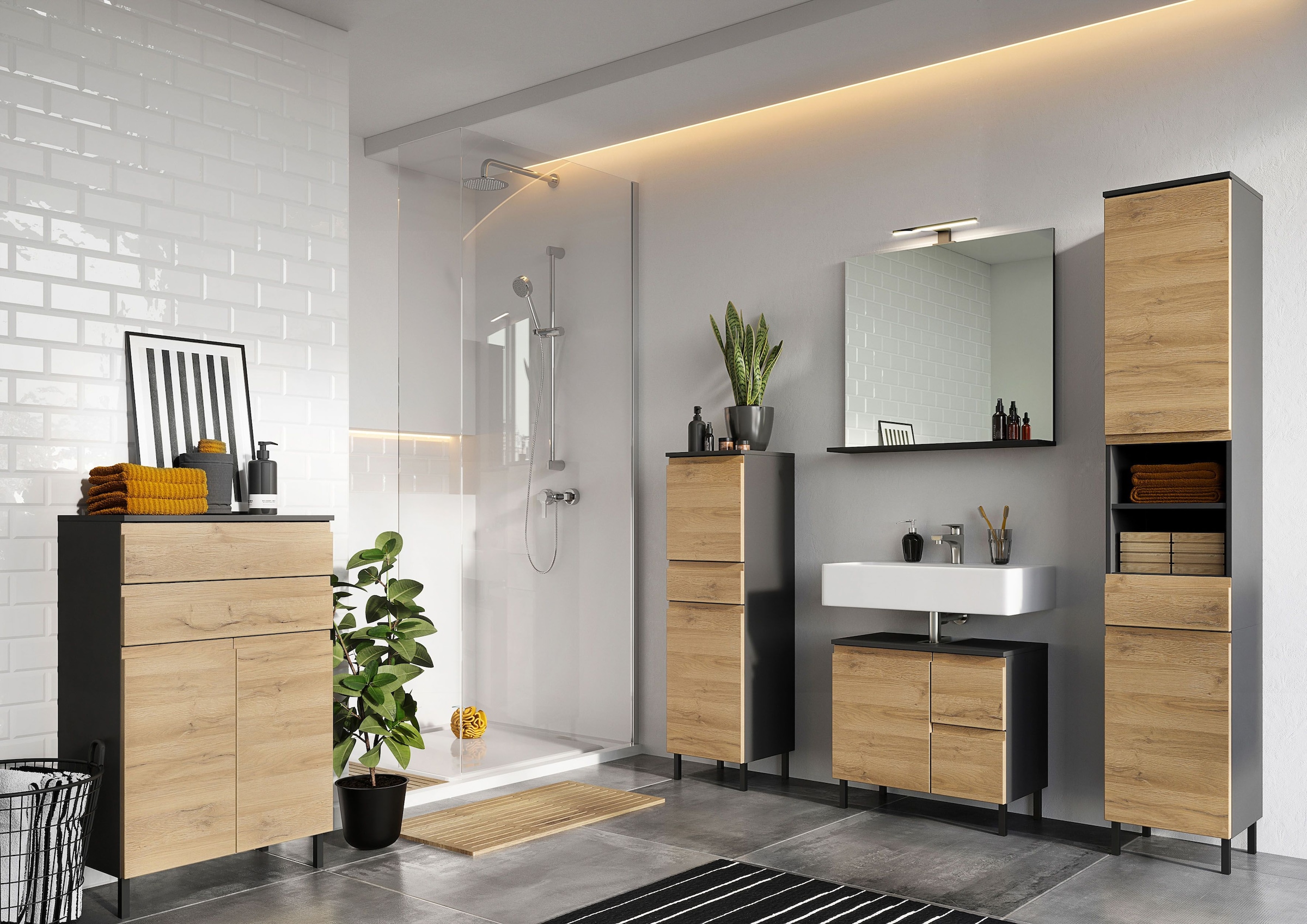 GERMANIA Waschbeckenunterschrank »Scantic«, Breite 60 cm,  Badezimmerschrank, verstellbarer Einlegeboden jetzt kaufen