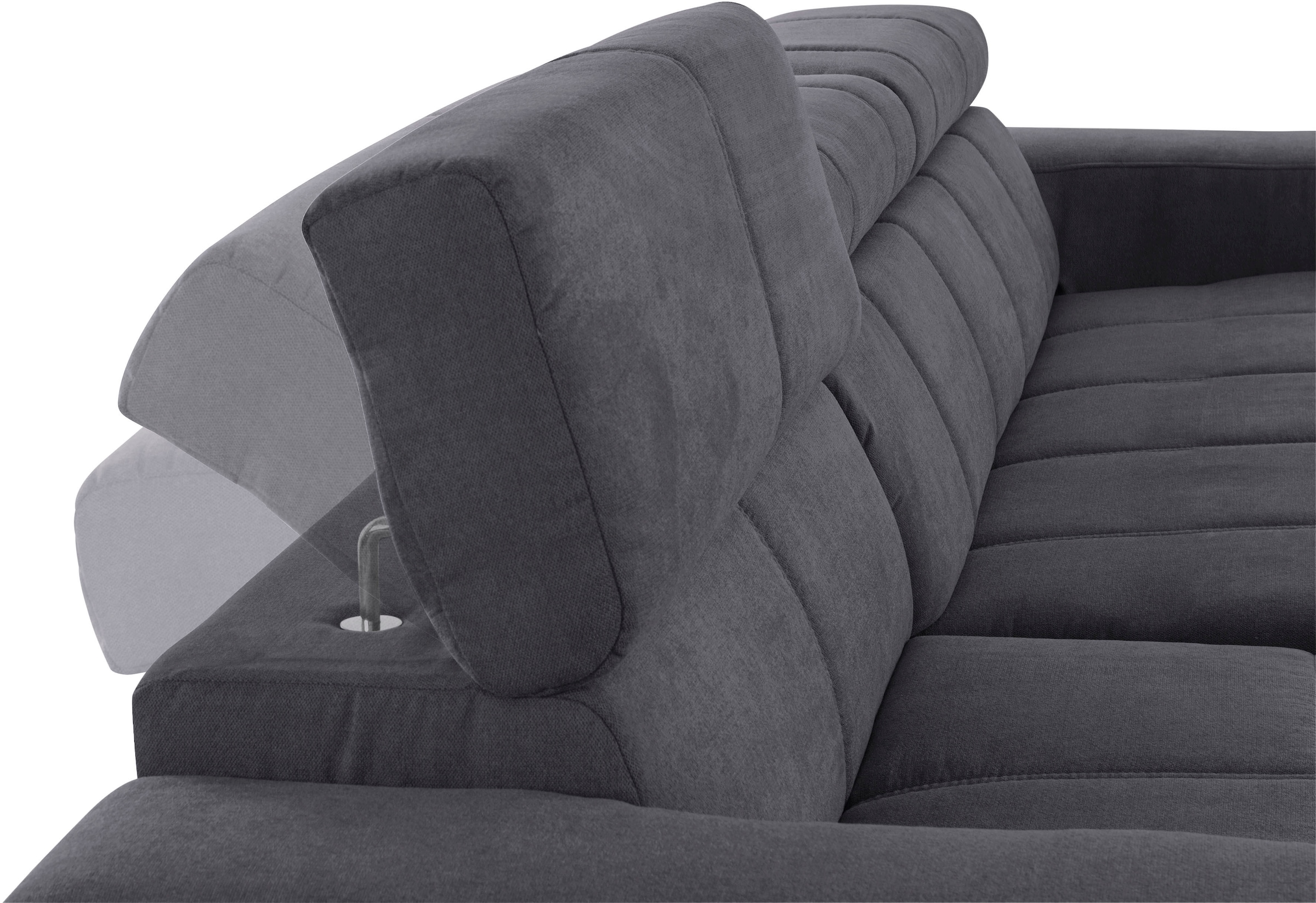 DOMO collection Ecksofa »Brandon grosse Ausführung B/T/H: 289/177/80 cm, auch in Leder und Cord«, mit Kopfteilverstellung, wahlweise Sitztiefenverstellung, L-Form