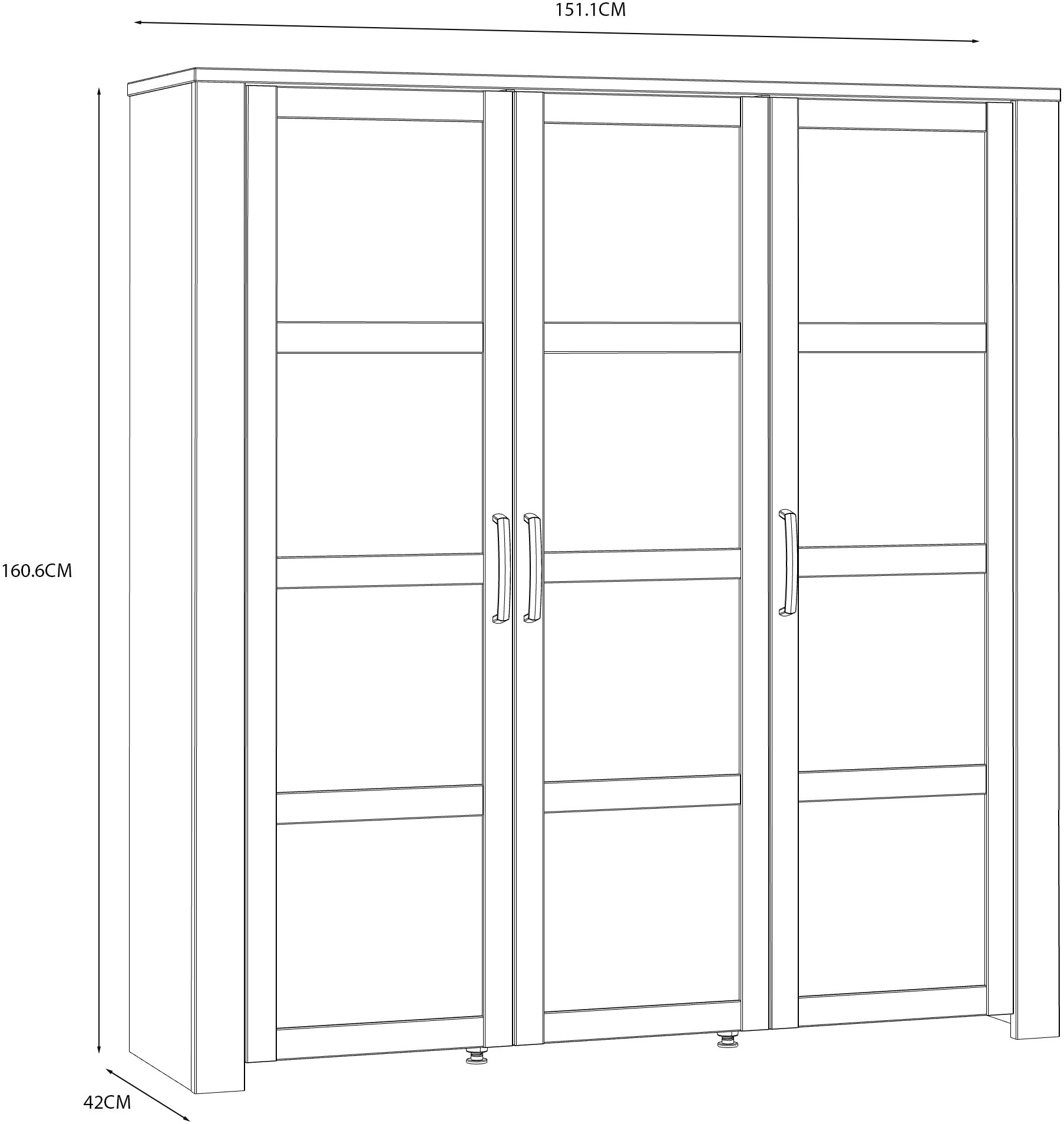 FORTE Highboard »Bohol, grosses Highboard 2, Glastüren, viel Stauraum« B/H/T 151,1/160,6/42 cm Beleuchtung optional bestellbar