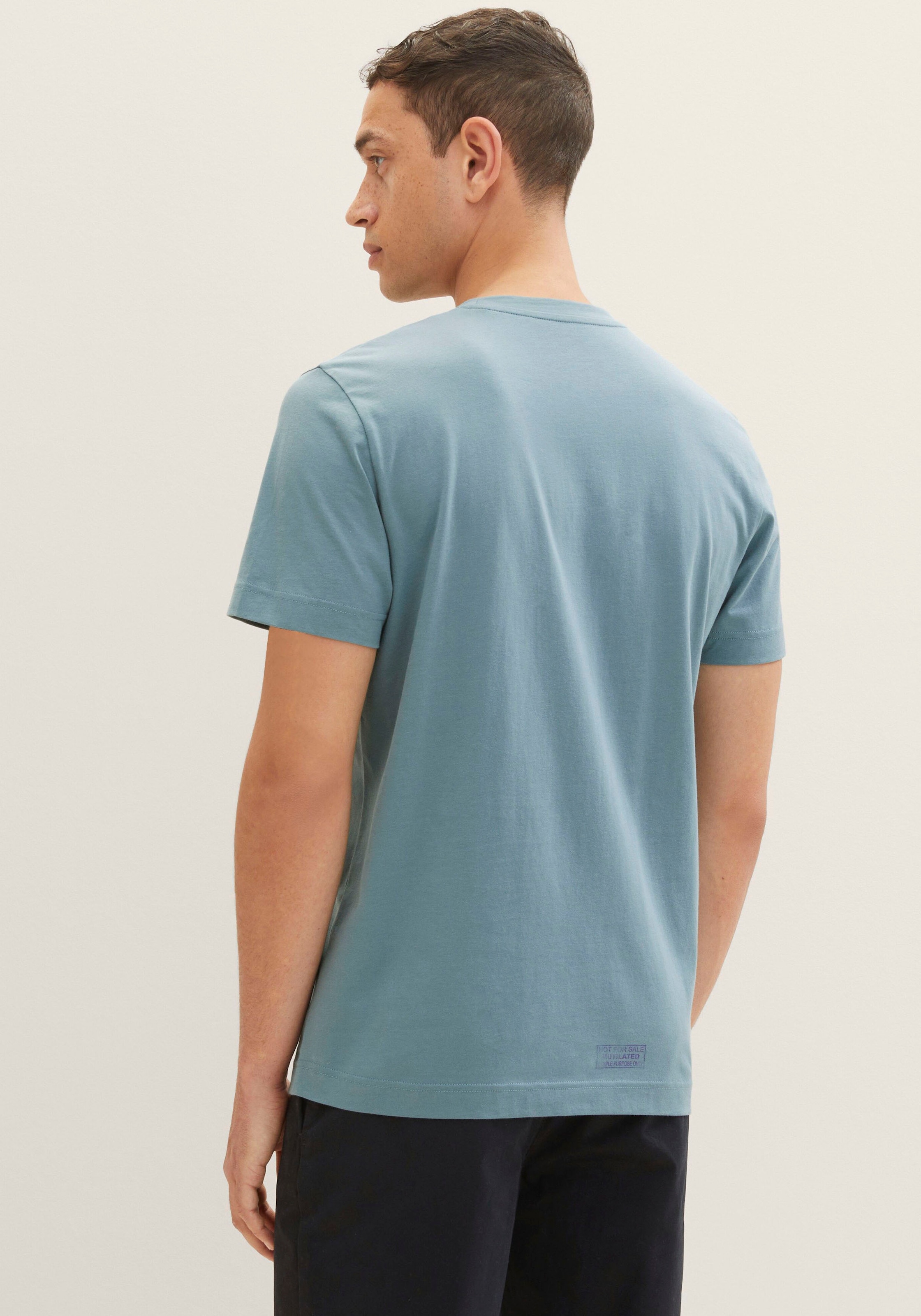 TOM TAILOR T-Shirt, (Packung, 2 tlg.), 1x mit grossem Print 1x mit kleinem Logo auf der Brust