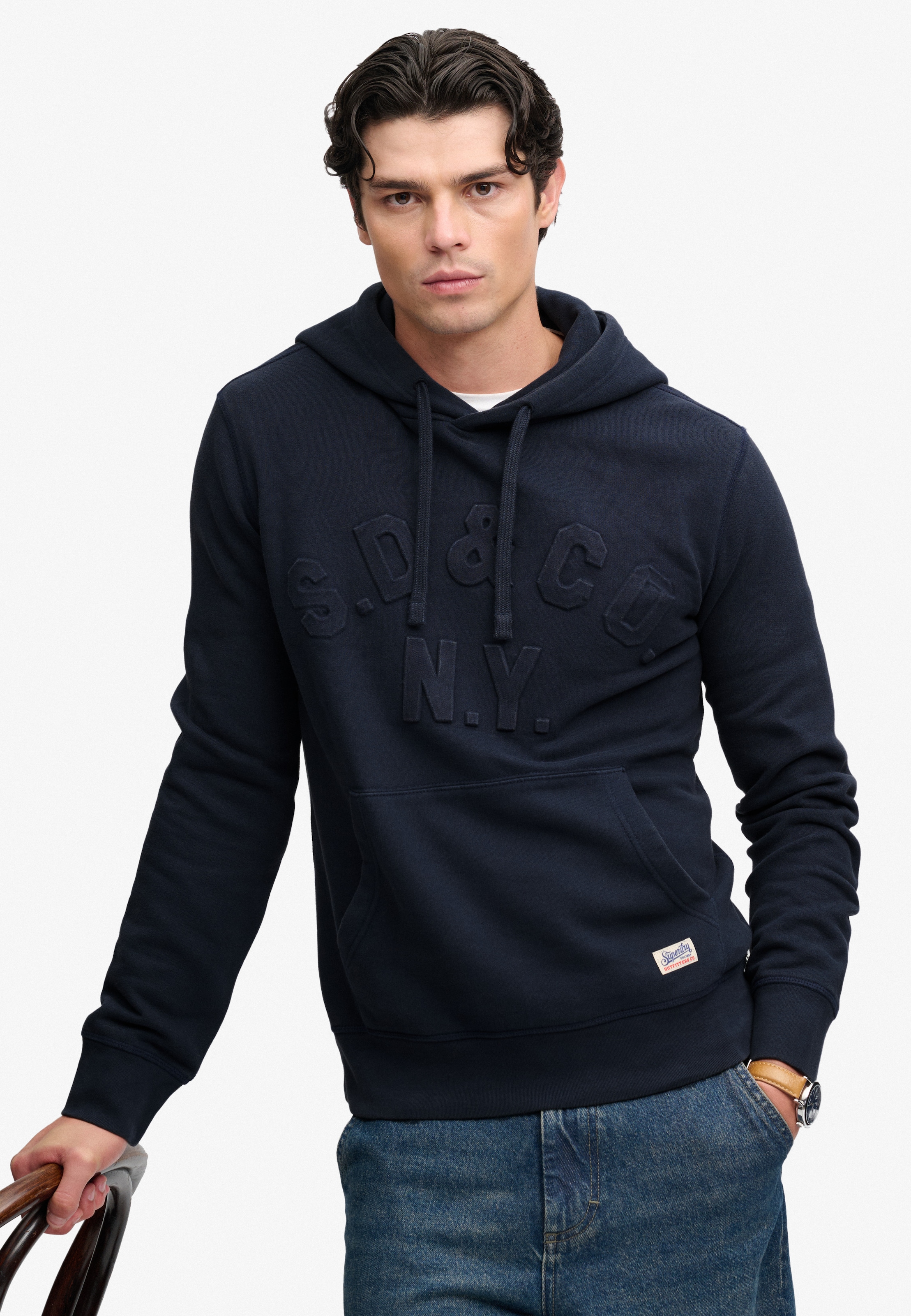 Image of Superdry Kapuzensweatshirt "ATHLETIC EMBOSS GD RELAX HOOD", Baumwollmischung, relaxed fit