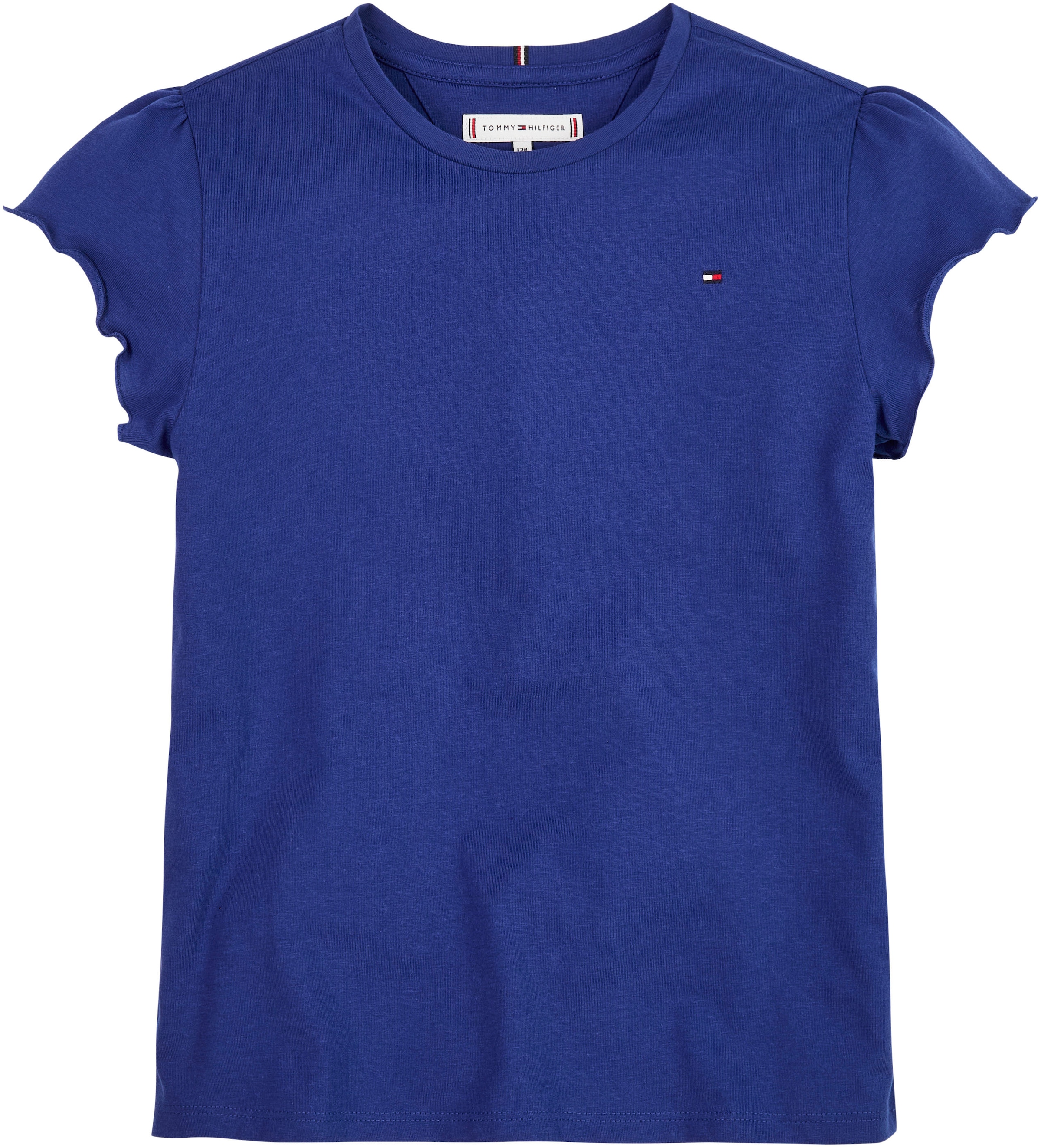 Tommy Hilfiger T-Shirt »ESSENTIAL RUFFLE SLEEVE TOP«, mit gewelltem Saum