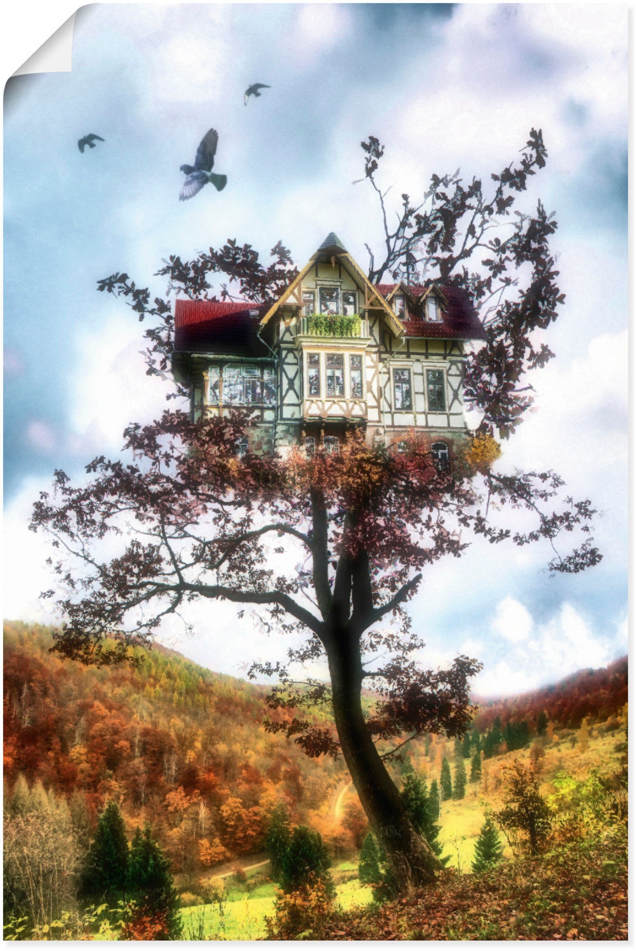 Image of Artland Wandbild »Das Baumhaus«, Landschaften, (1 St.), in vielen Grössen & Produktarten - Alubild / Outdoorbild für den Aussenbereich, Leinwandbild, Poster, Wandaufkleber / Wandtattoo auch für Badezimmer geeignet bei Ackermann Versand Schweiz