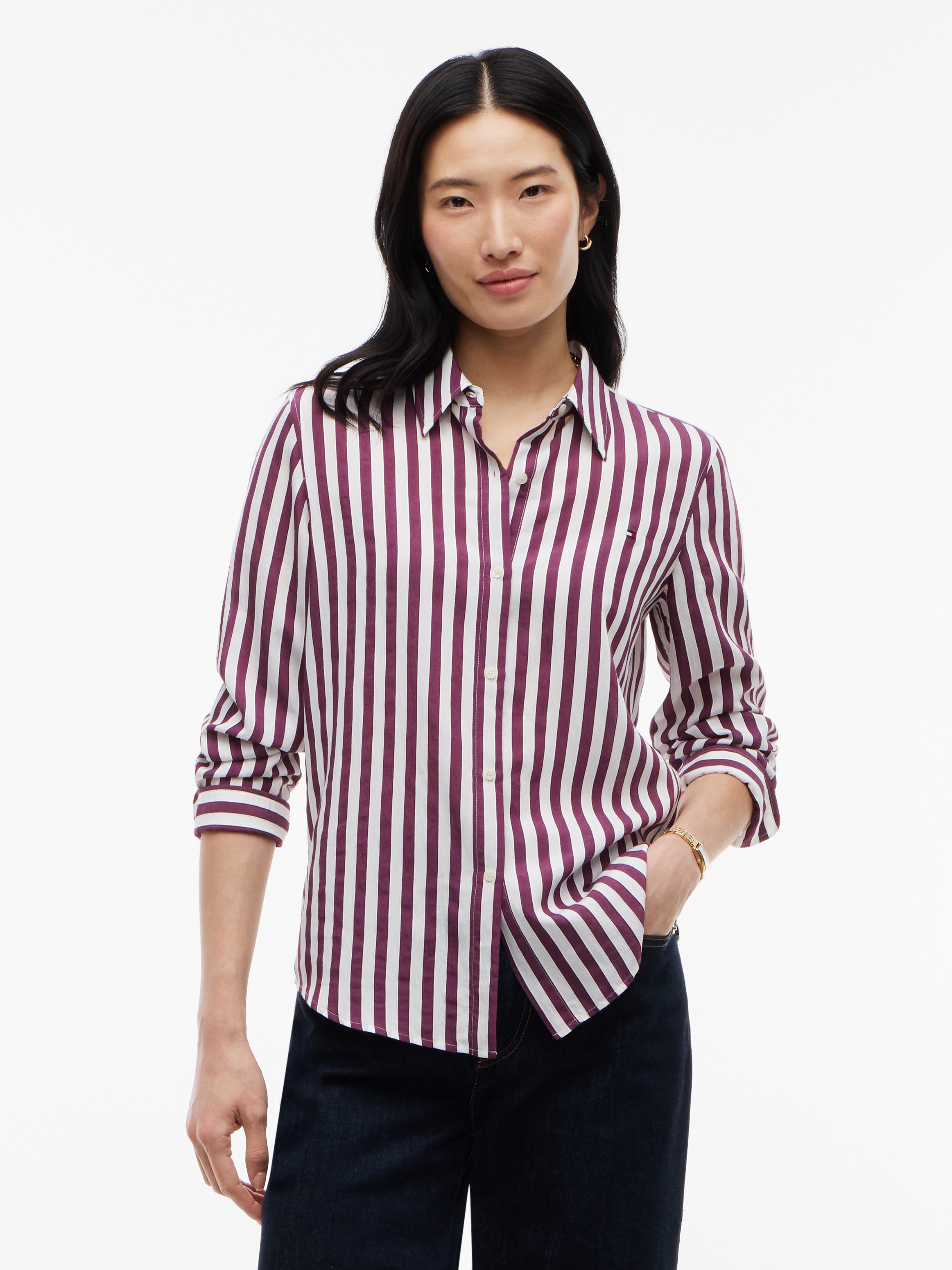 Image of Tommy Hilfiger Langarmbluse "FLUID REGULAR STP SHIRT" Viskosemischung, regular fit