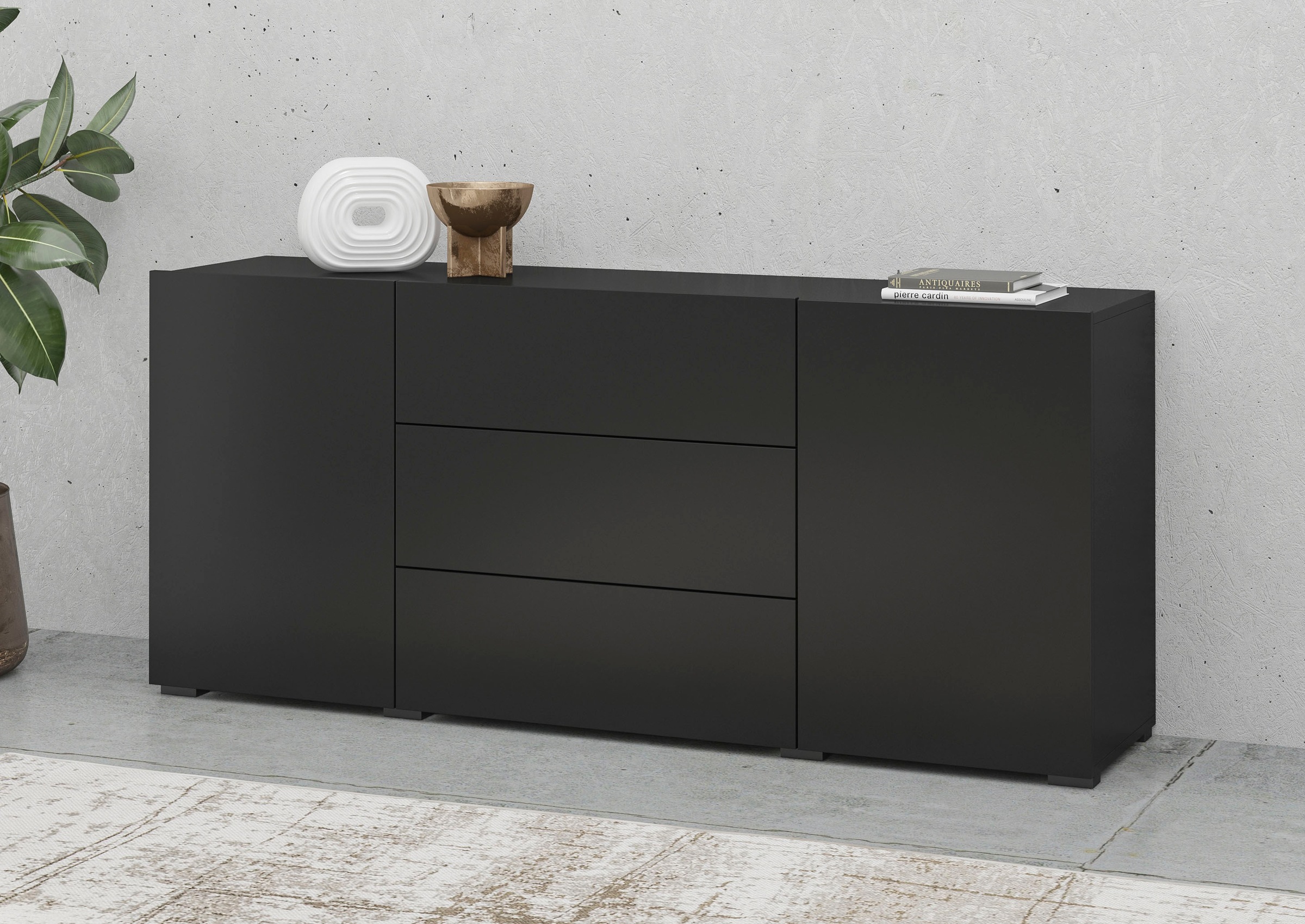 Home affaire Sideboard "Ava, Breite 140 cm, hängend und stehend montierbar" moderne grifflose Kommode, Schubladenschrank, 2Türen/3Schubkästen