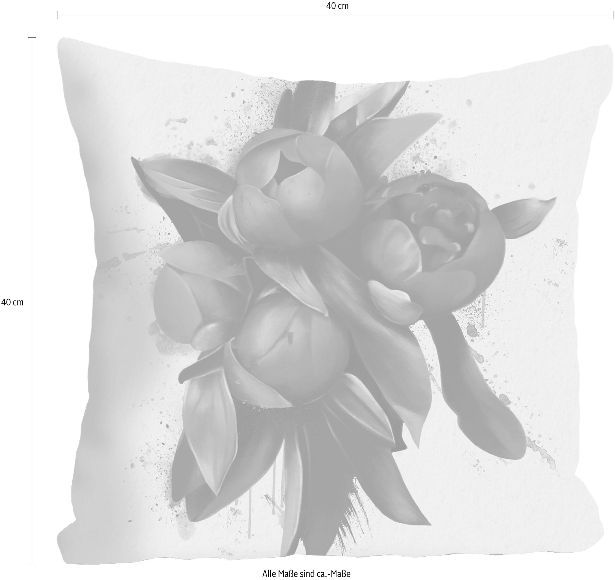 queence Dekokissen »»rote blüten««, Kissenhülle ohne Füllung, 1 Stück