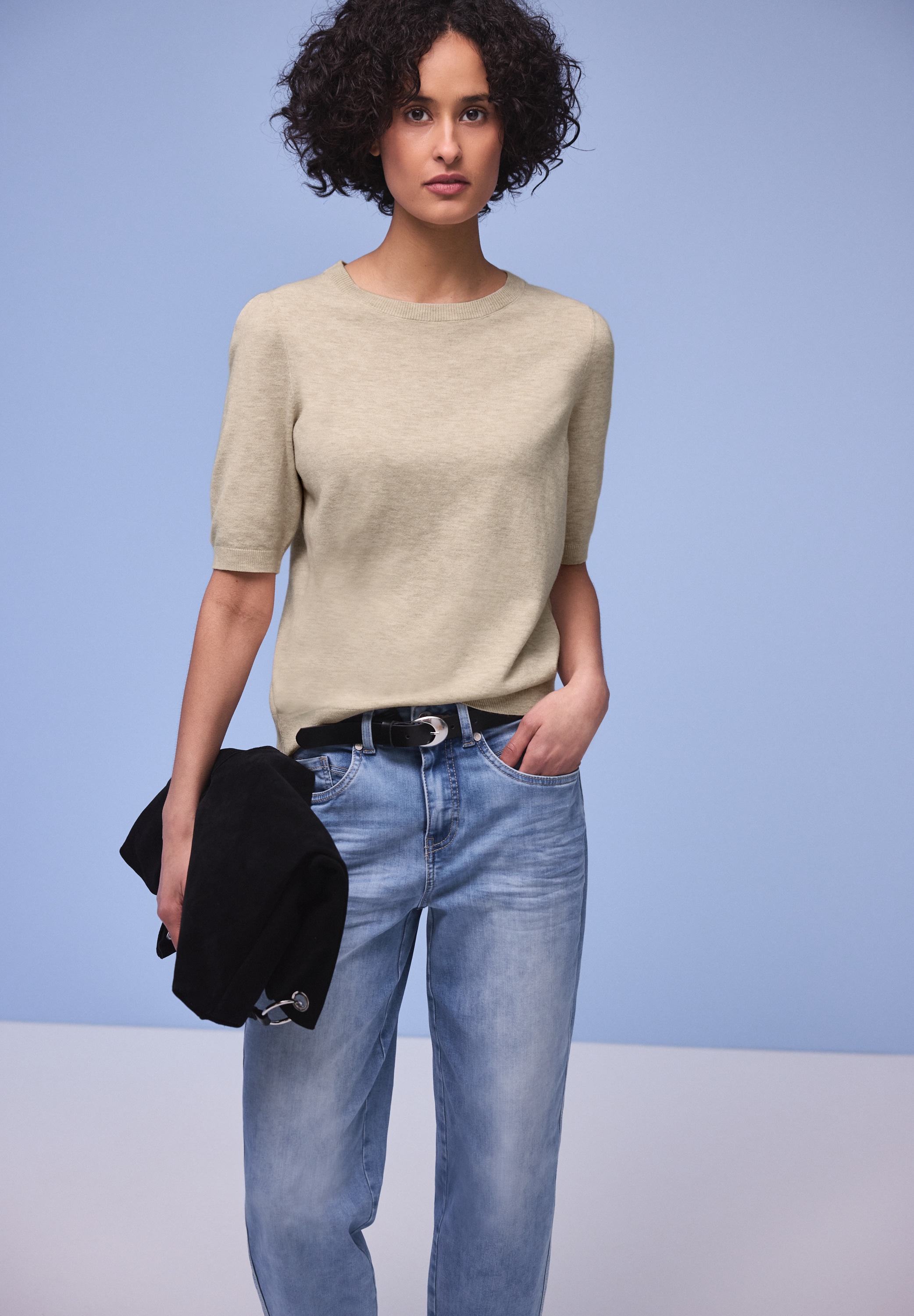 STREET ONE Pull en tricot Halbarm mit modischen Pull-Ärmeln