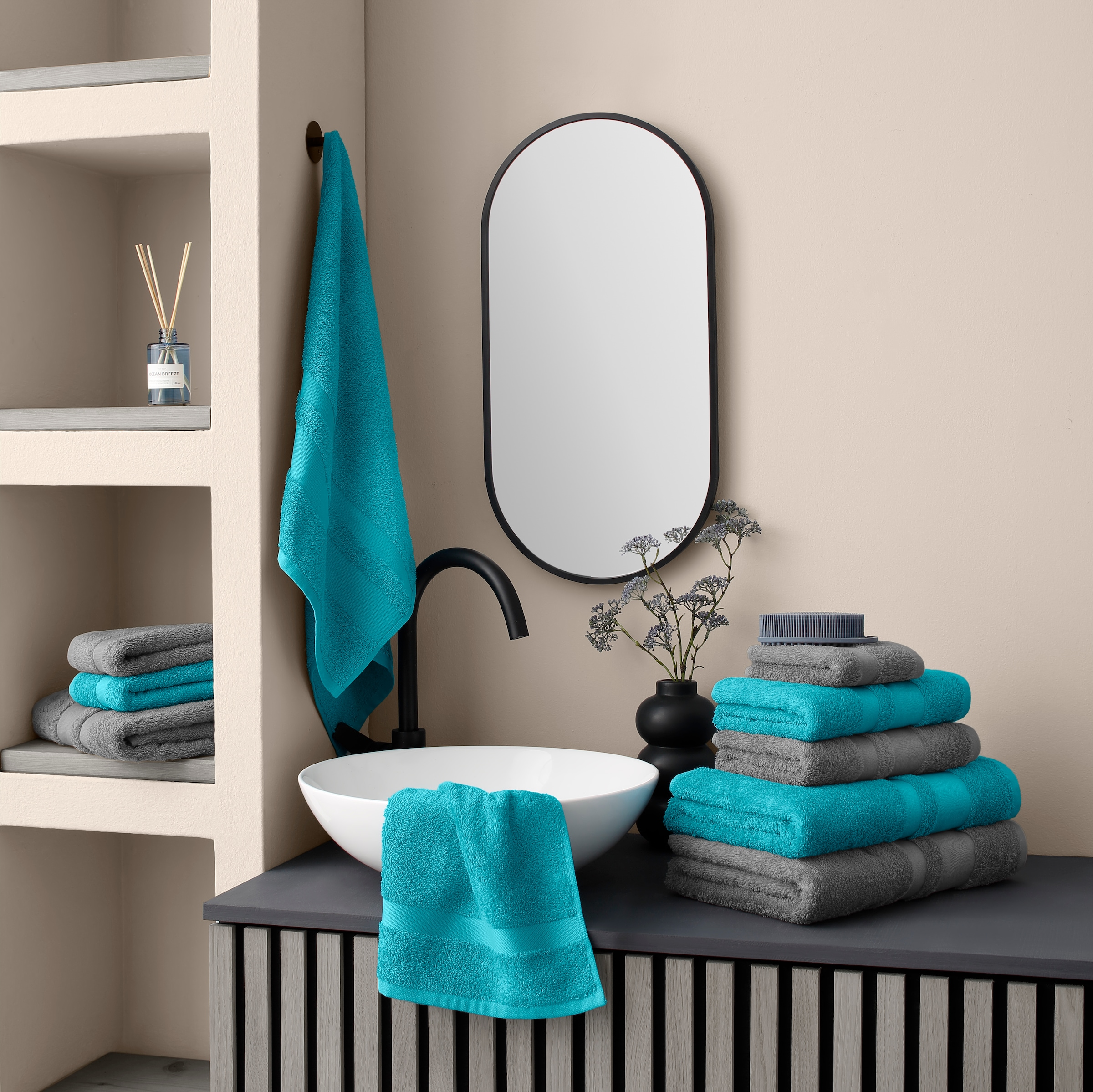 GOODproduct Handtuch Set »Vanessa, 10-tlg Handtuch-Set, weich, in Standard- und Premium-Qualität« Set 10 tlg. Walkfrottee 100% Baumwolle, Duschtücher, Handtücher, Gästetücher, mit Bordüre