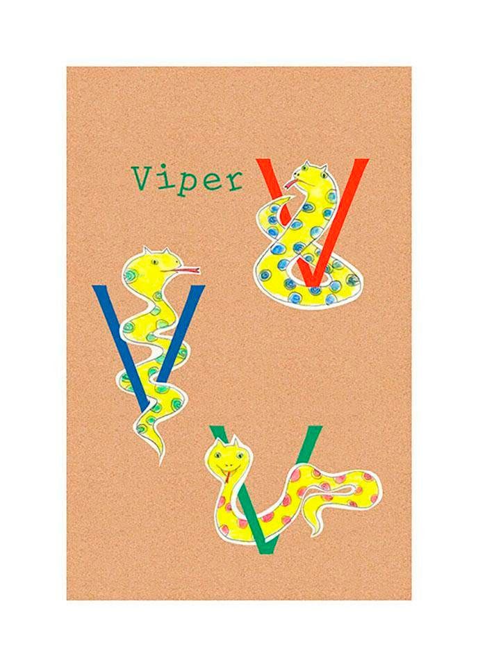 Image of Komar Bild "ABC Animal V" Buchstaben 1 Stk. tlg. Wandbild zur Dekoration - ohne Rahmen