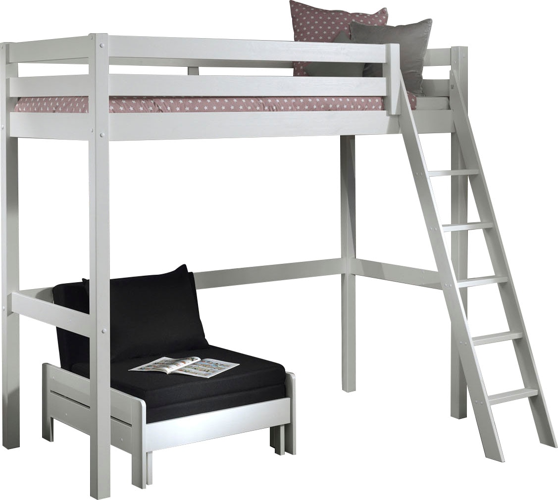 Image of Vipack Hochbett Made in Europe, Hochbett mit 90 x 200 cm Liegefläche, grau oder weiss lackiert