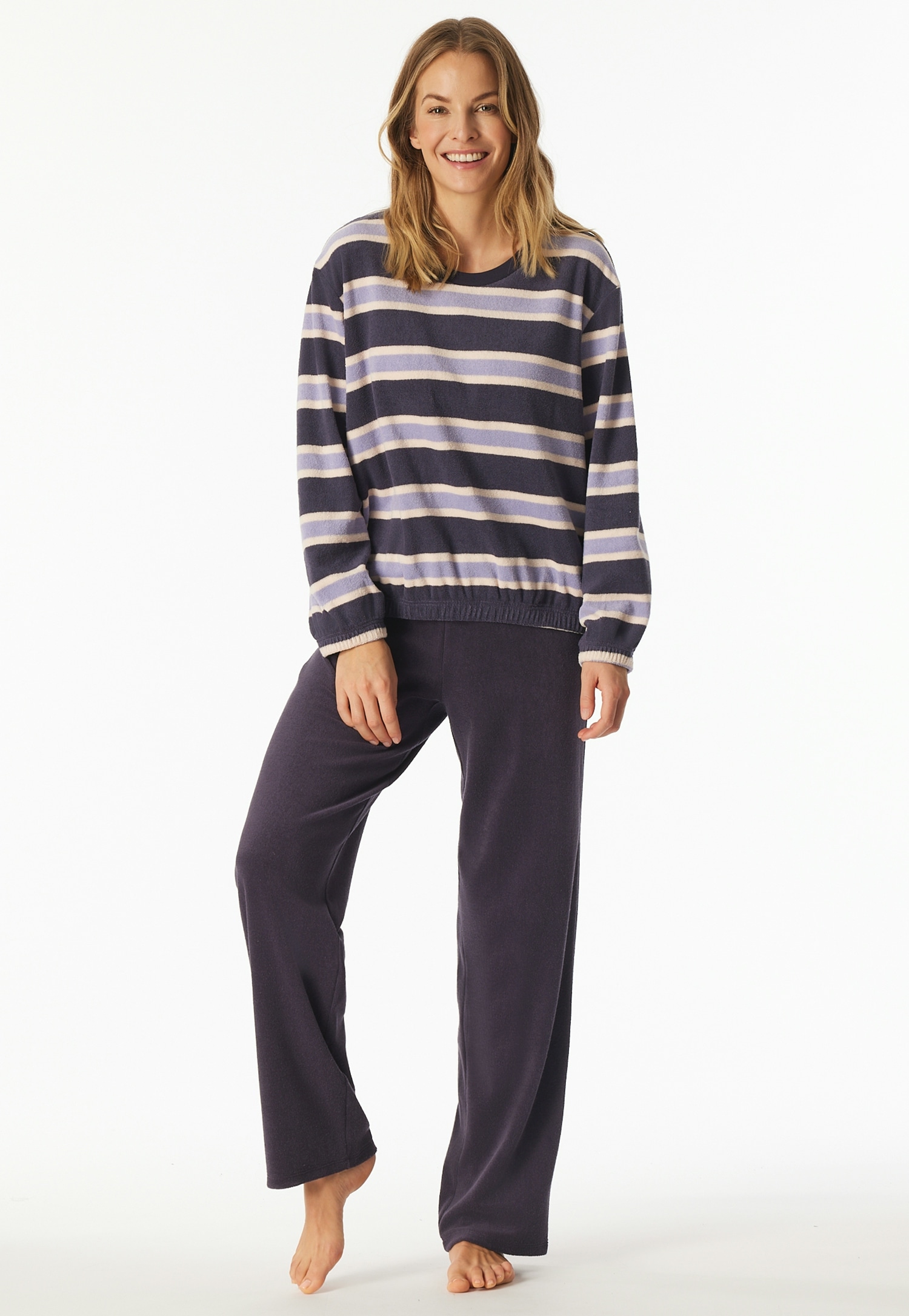 Image of Schiesser Schlafanzug "Casual Essentials" Rundhalsausschnitt, wärmende Frottee-Qualität, langärmelig