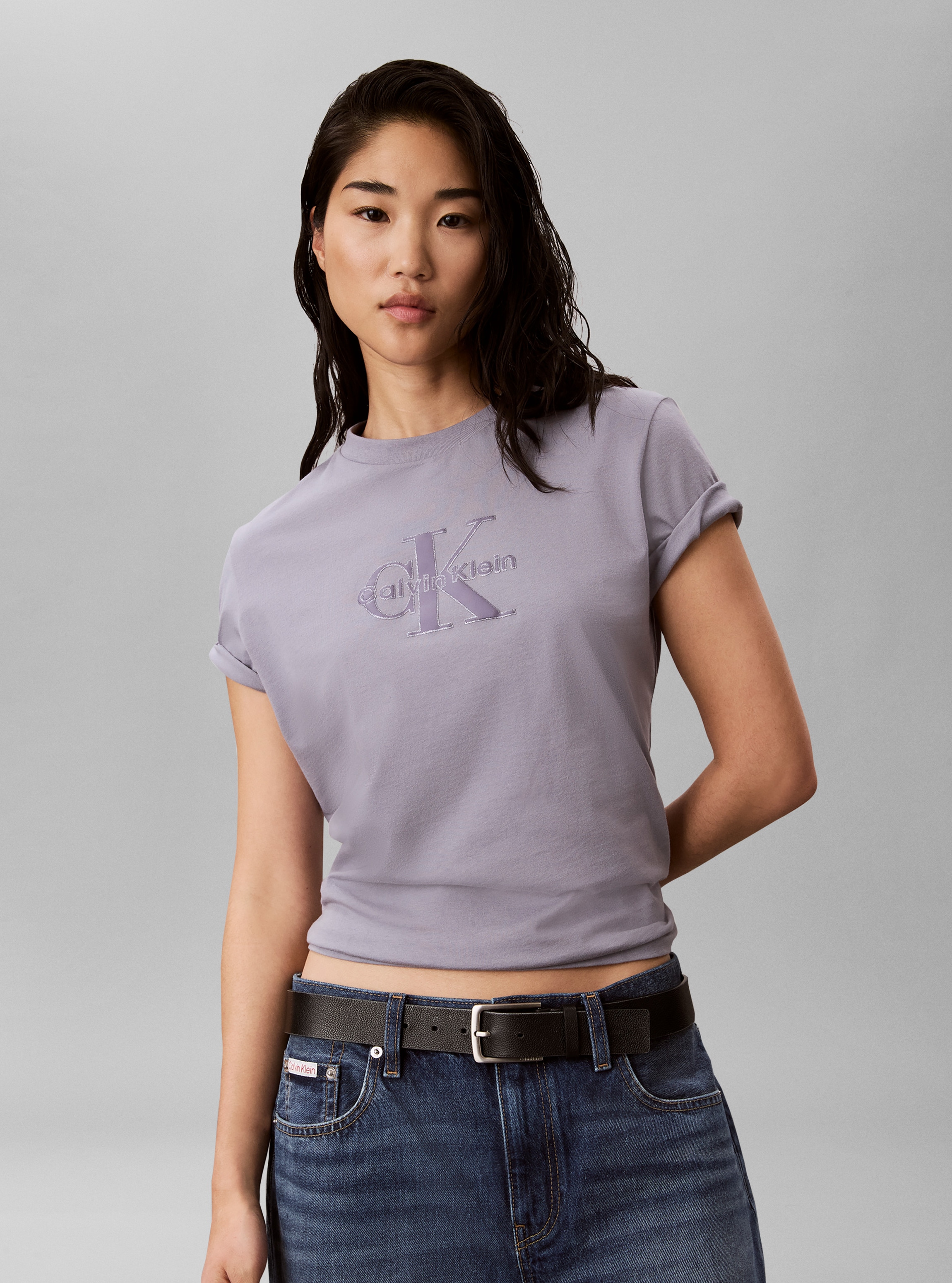 Calvin Klein Jeans T-shirt Logo pailleté, coupe régulière, col rond