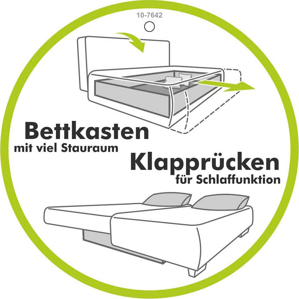 Jockenhöfer Gruppe Canapé-lit »Felix, B: 205 cm, Liegefl. 155x201 cm, Dauerschlafsofa, inkl. Topper« Incluant fonction couchage et coffre de lit, garnissage à ressorts