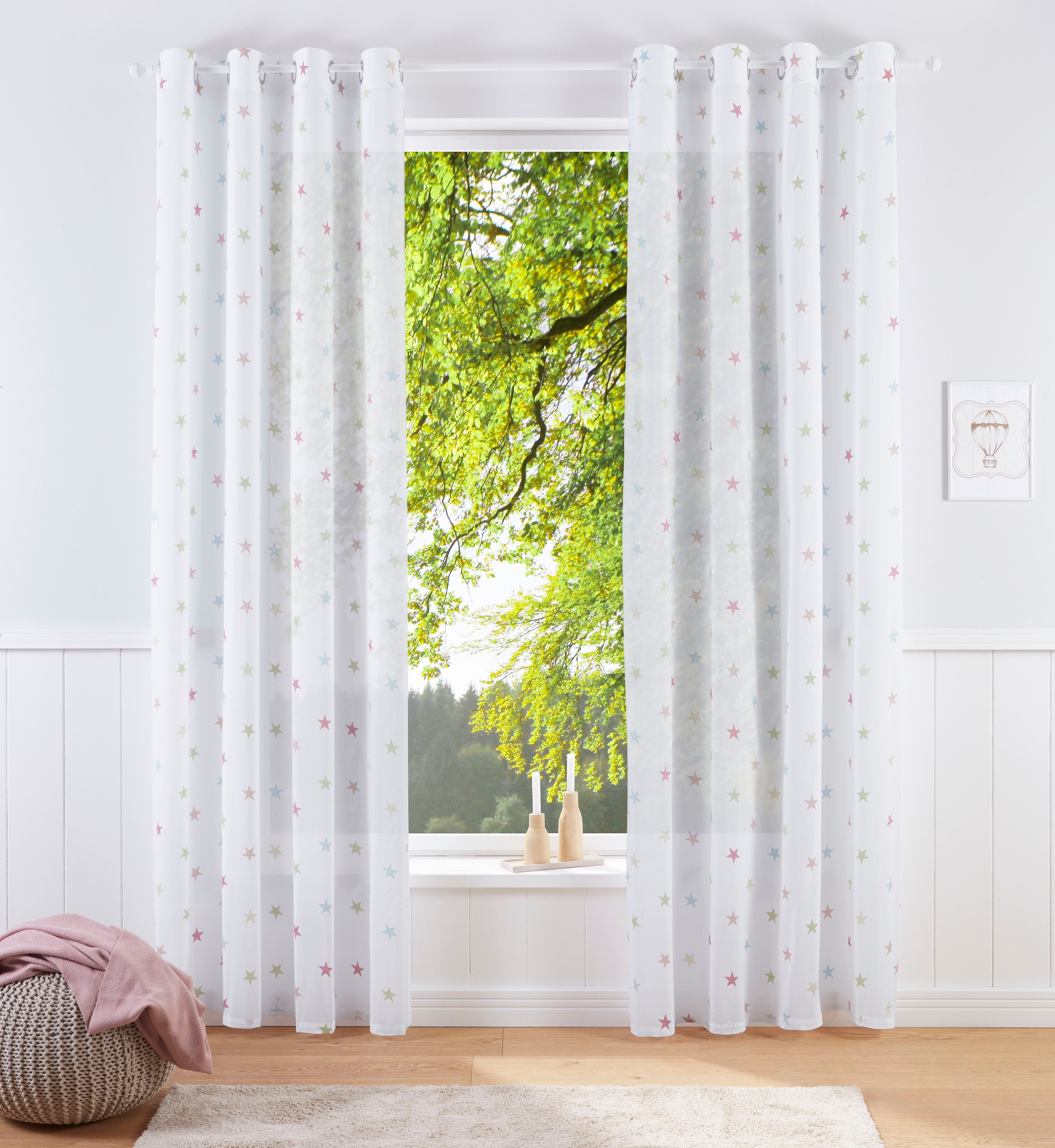 Image of Lüttenhütt Gardine »Stern«, (1 St.), Nachhaltige Kindergardine, bedruckt, halbtransparent, verschiedene Grössen bei Ackermann Versand Schweiz