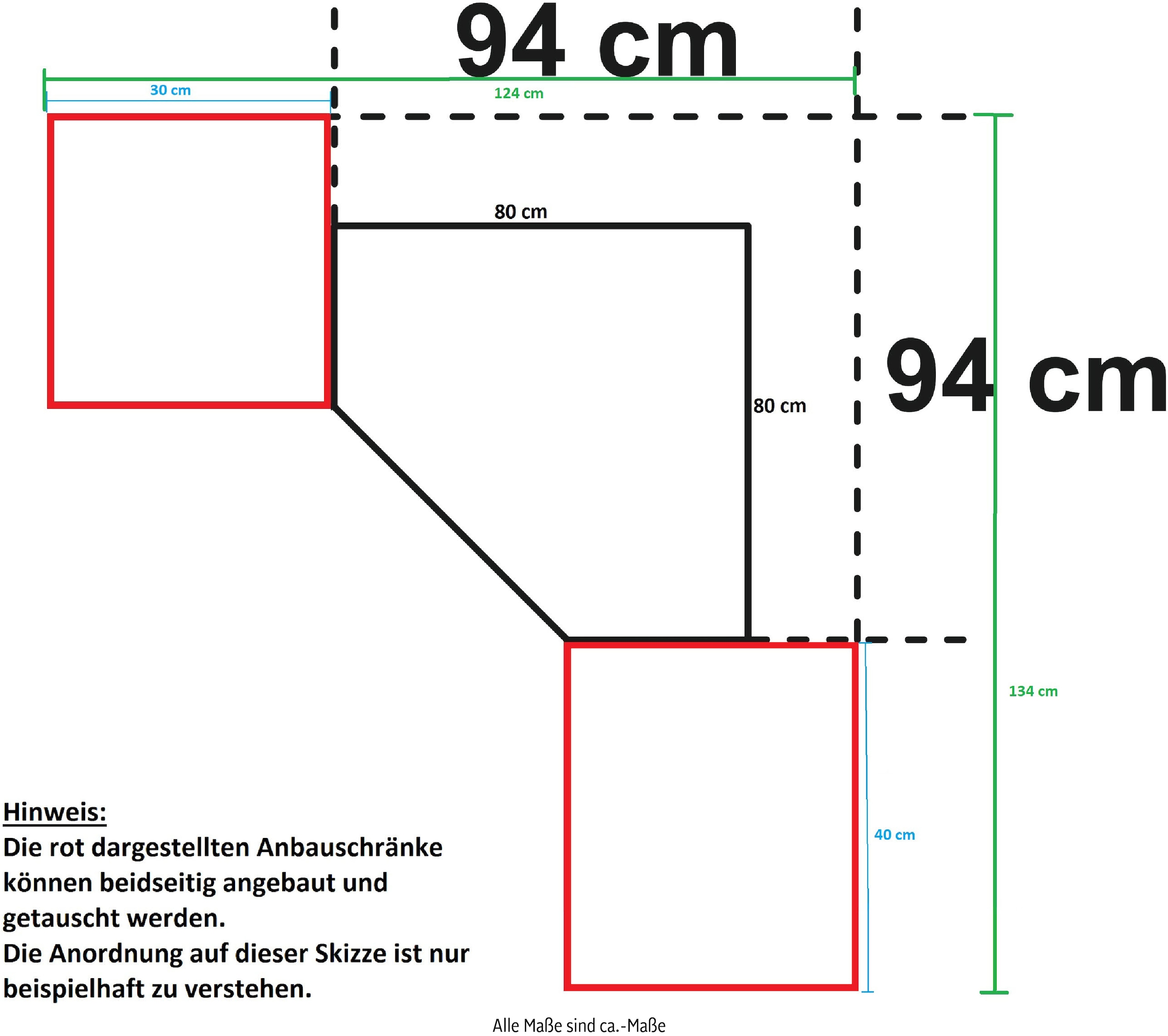 Wimex Schranksystem »Münster«, (Spar-Set, 3tlg: Eckschrank+ 2 Schränke 30cm und 40cm breit), Mehrzweckschrank