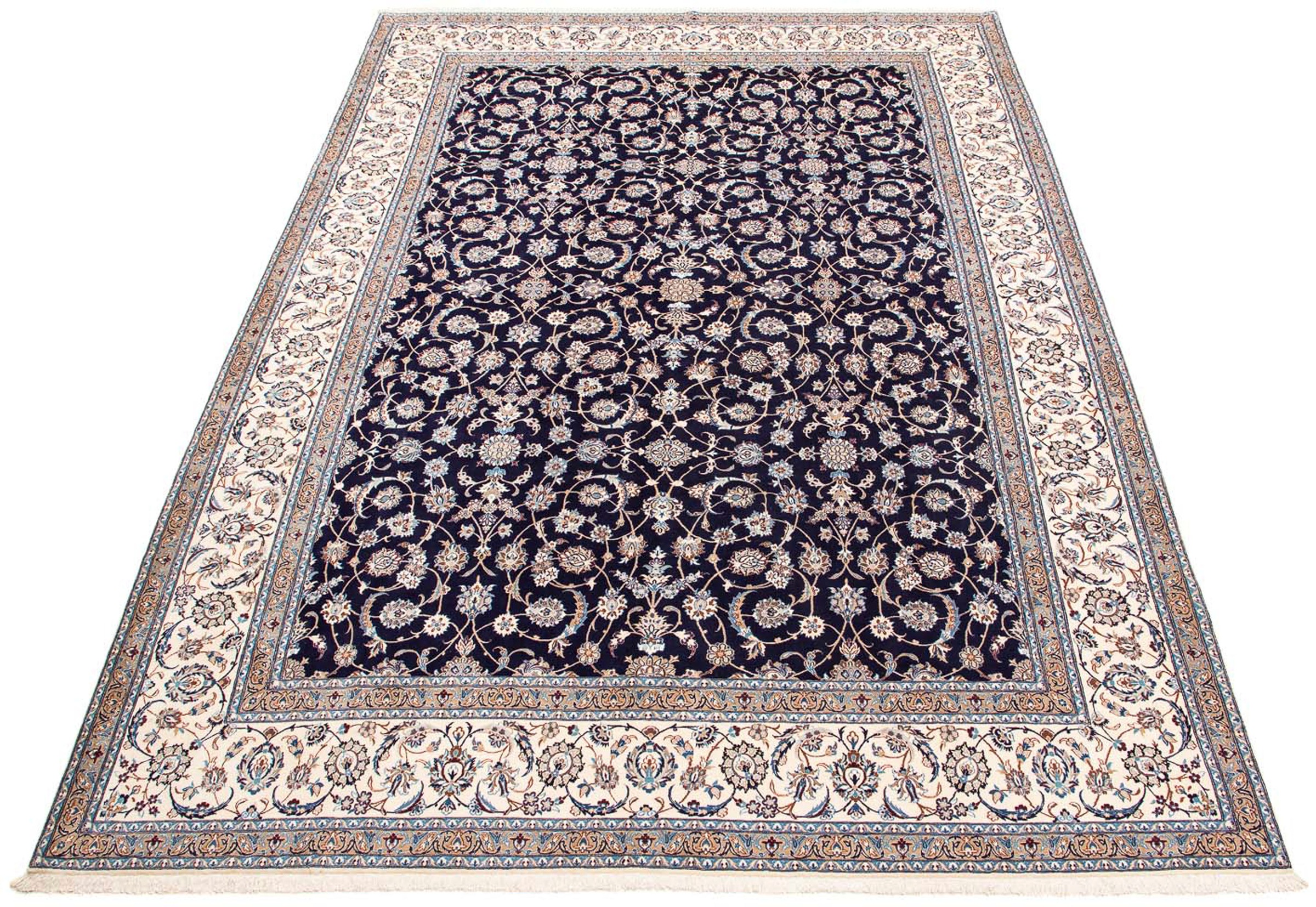 Image of morgenland Orientteppich »Perser - Nain - Premium - 430 x 310 cm - dunkelblau«, rechteckig, 6 mm Höhe, Wohnzimmer, Handgeknüpft, Einzelstück mit Zertifikat bei Ackermann Versand Schweiz