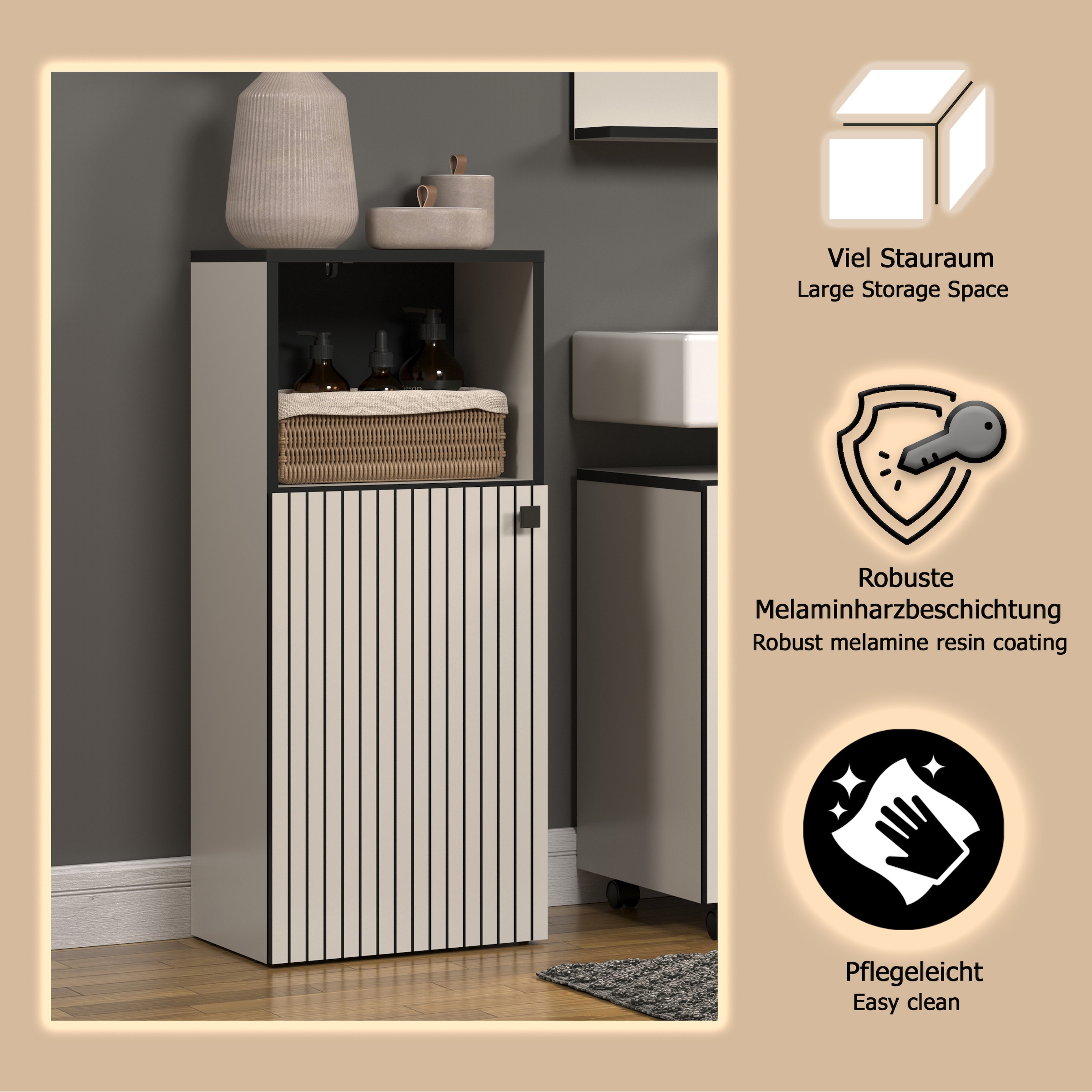 welltime Unterschrank »Amrum«, Standschrank mit 1 Tür & 1 Fach - (B/T/H) 40/31/95 cm