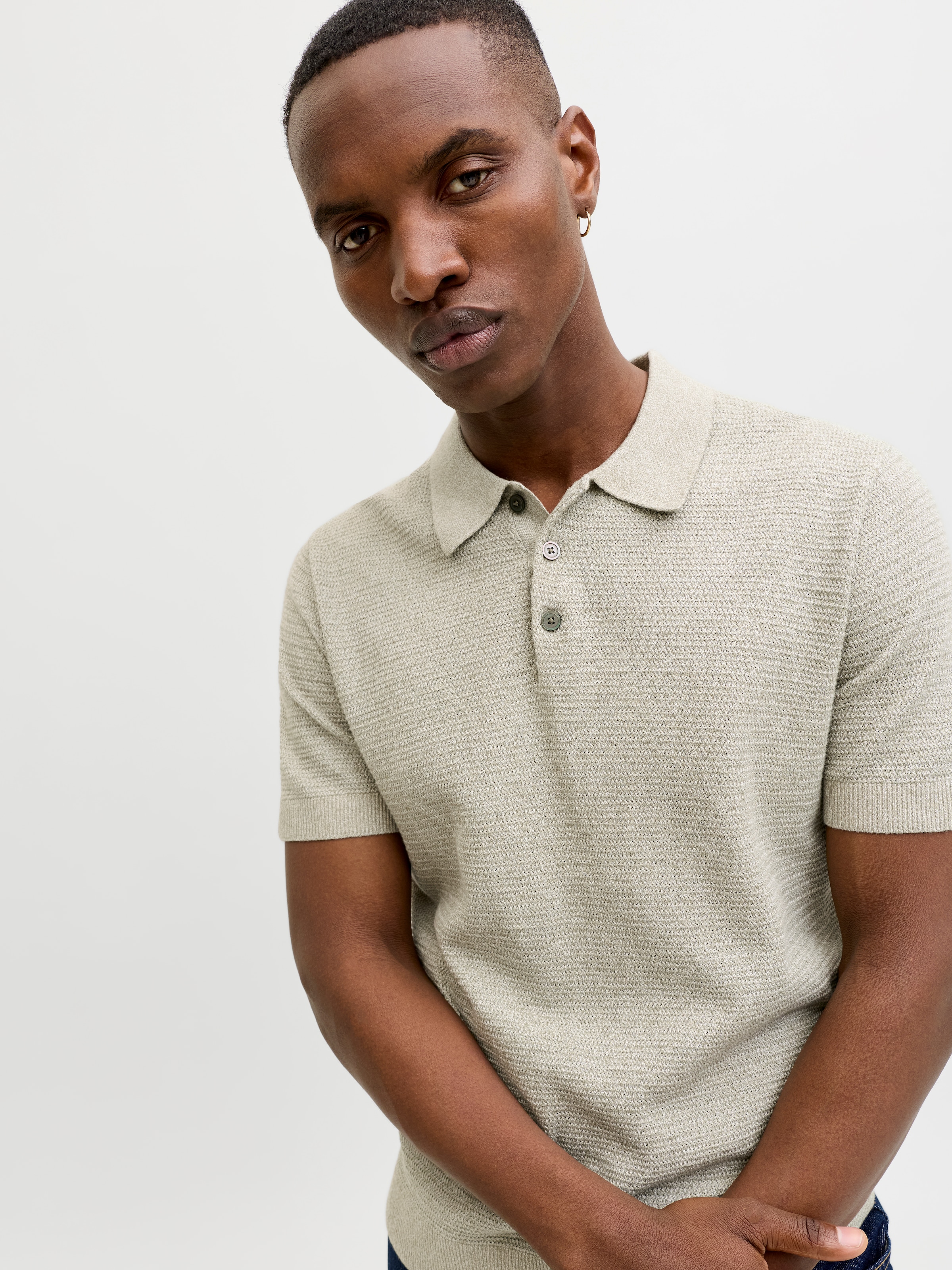 Jack & Jones Pull à col polo »JPRBLURILEY KNIT POLO SS SN« coton, coupe régulière