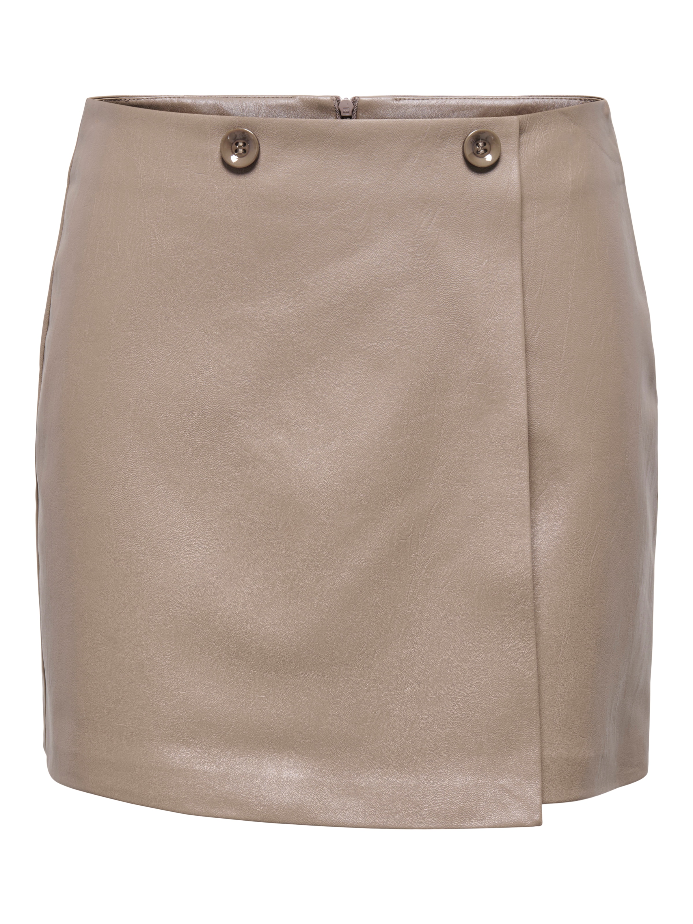 Image of ONLY Lederimitatrock "ONLASTRIA FAUX LEATHER SHORT SKIRT OTW" mit Knopf Details, softes Lederimitat