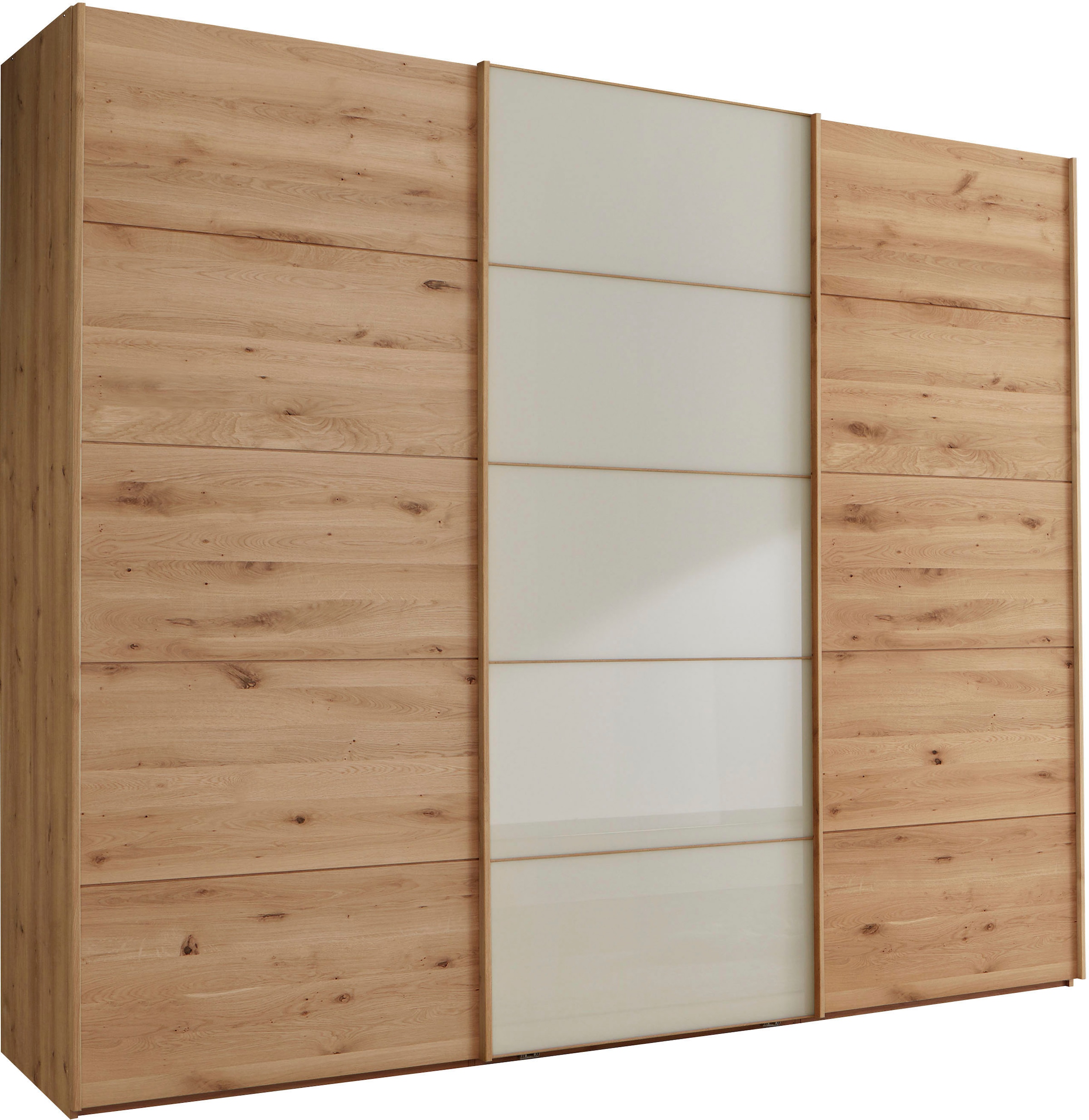 Image of WIEMANN Schwebetürenschrank "Cardiff" mit massiven Holztüren und Glas