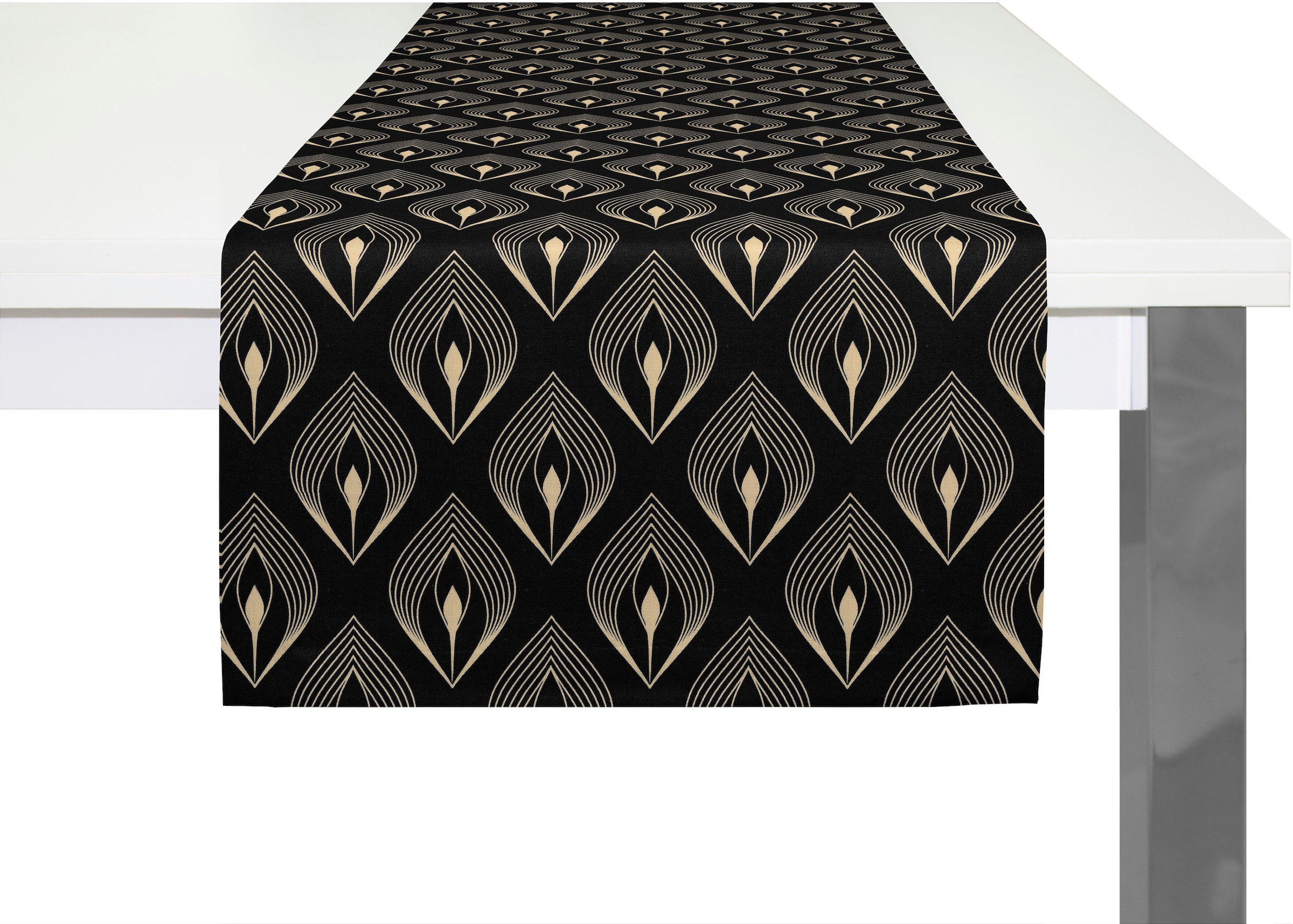 Image of Adam Tischläufer "Feathers" GOTS organic,zertifiziert durch CERES 0242Made in Germany