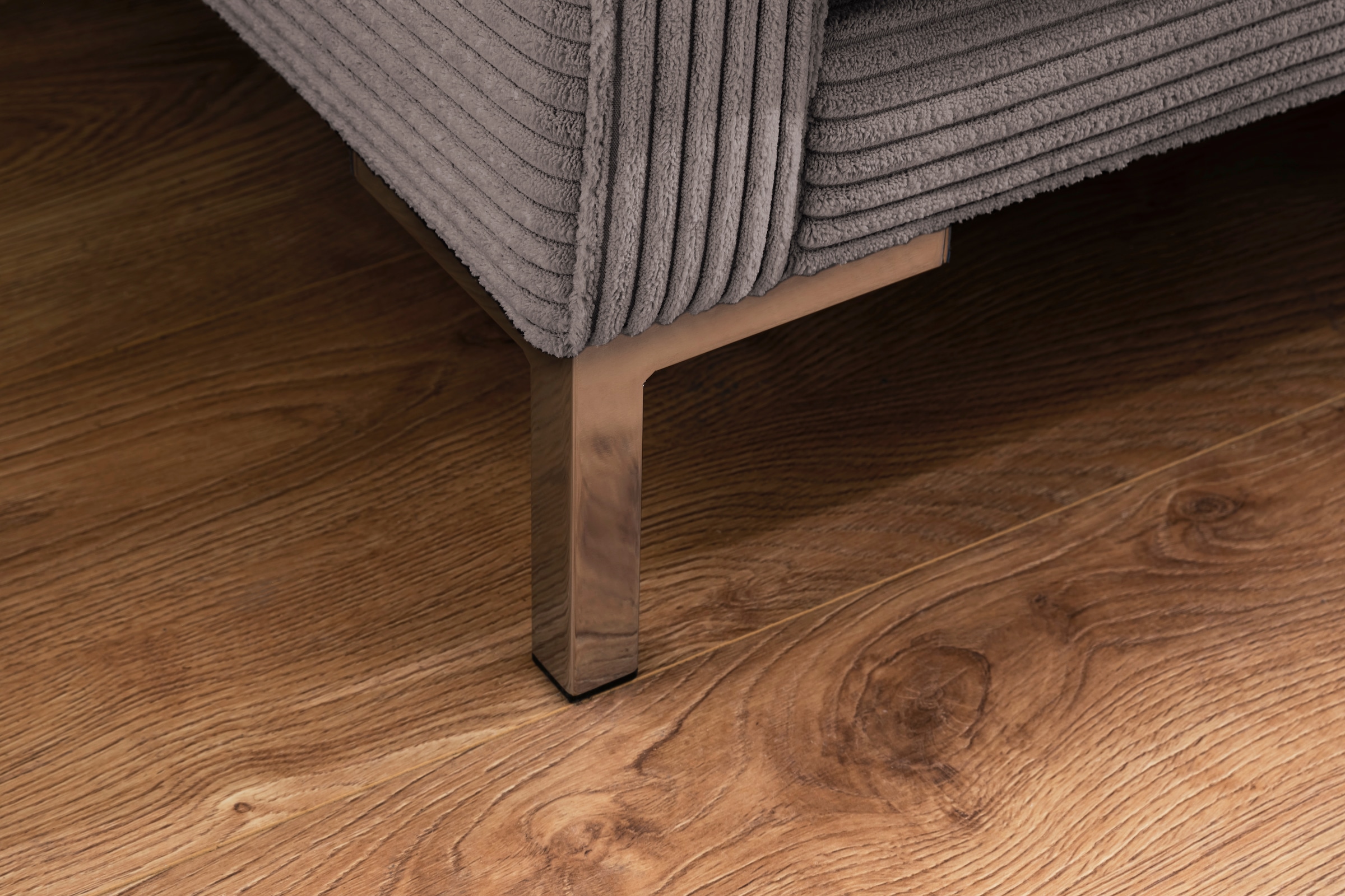Trends by HG Ecksofa »Landau L-Form«, in Cord-Stoff mit Metallfuss