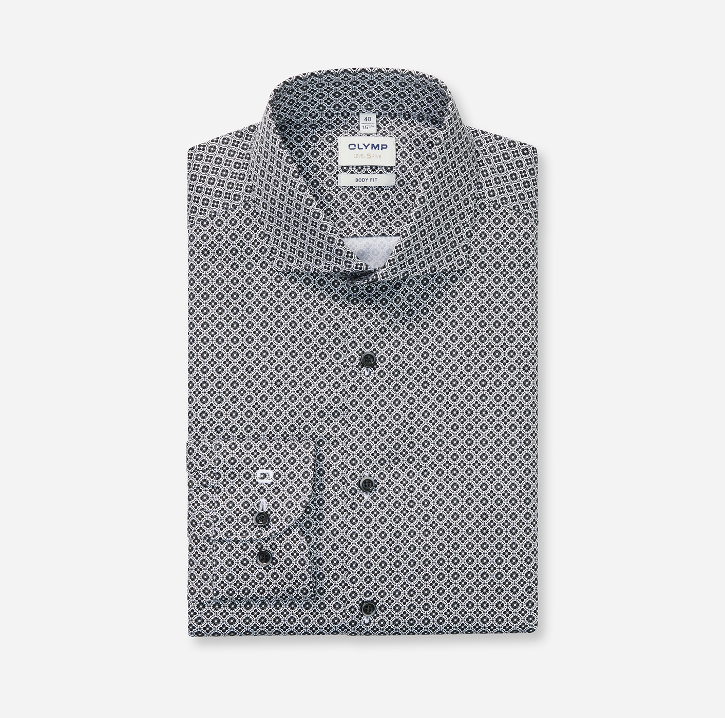 OLYMP Chemise à manches longues »Level 5« Businesshemd, Royal-Kentkragen, gemustert, body fit