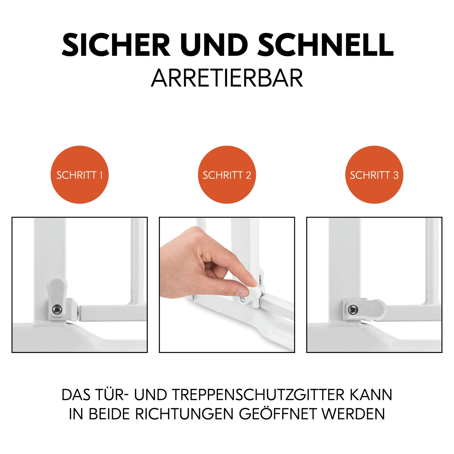 Hauck Türschutzgitter »Clear Step Autoclose 2 Set inklusive Verlängerung 9 cm, White« auch als Treppenschutzgitter verwendbar; 84-89 cm; flacher Durchgang
