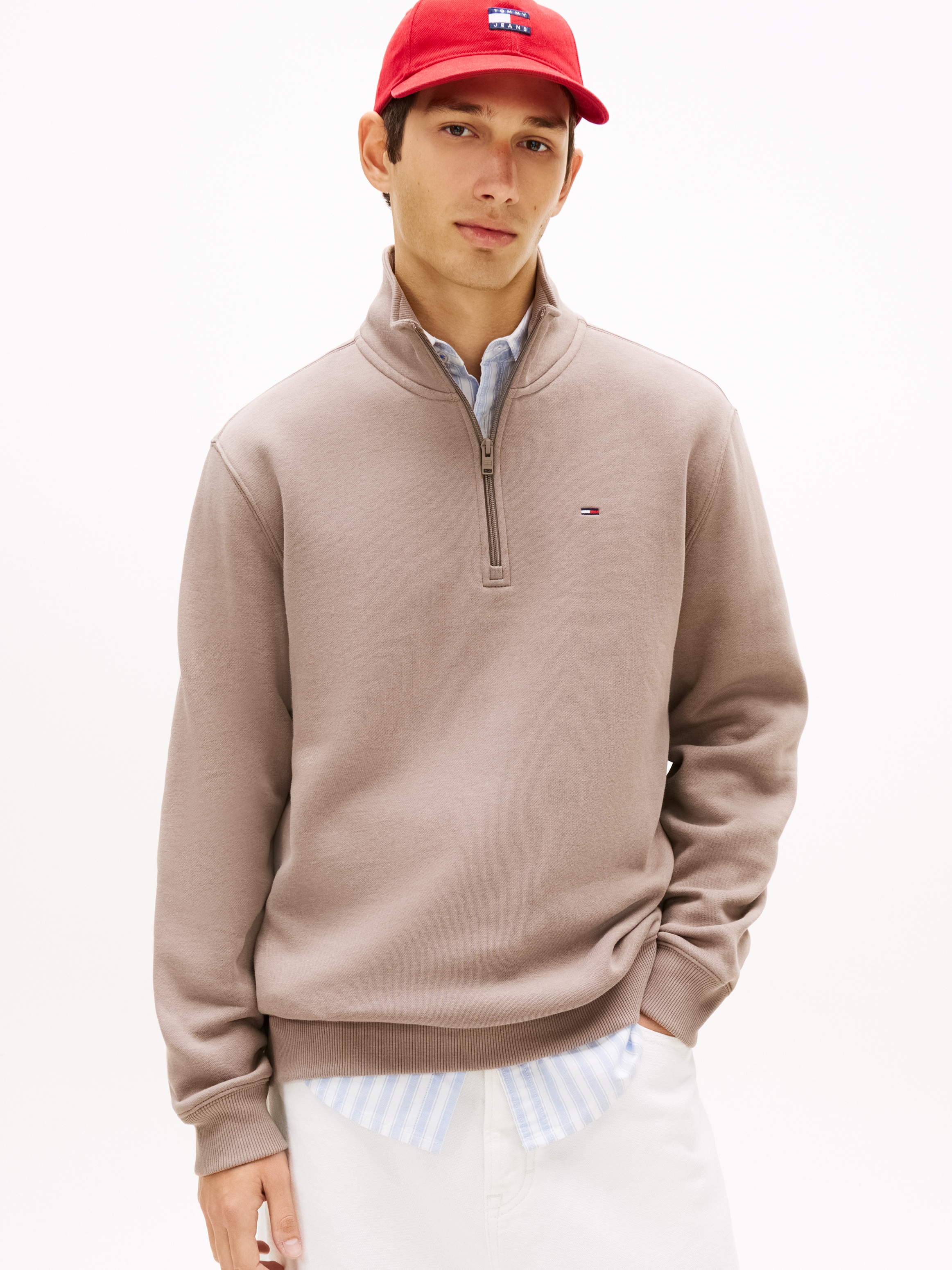 Image of Tommy Jeans Sweatshirt "TJM REGULAR FLEECE 1/4 ZIP MOCK NECK", mit Fleece