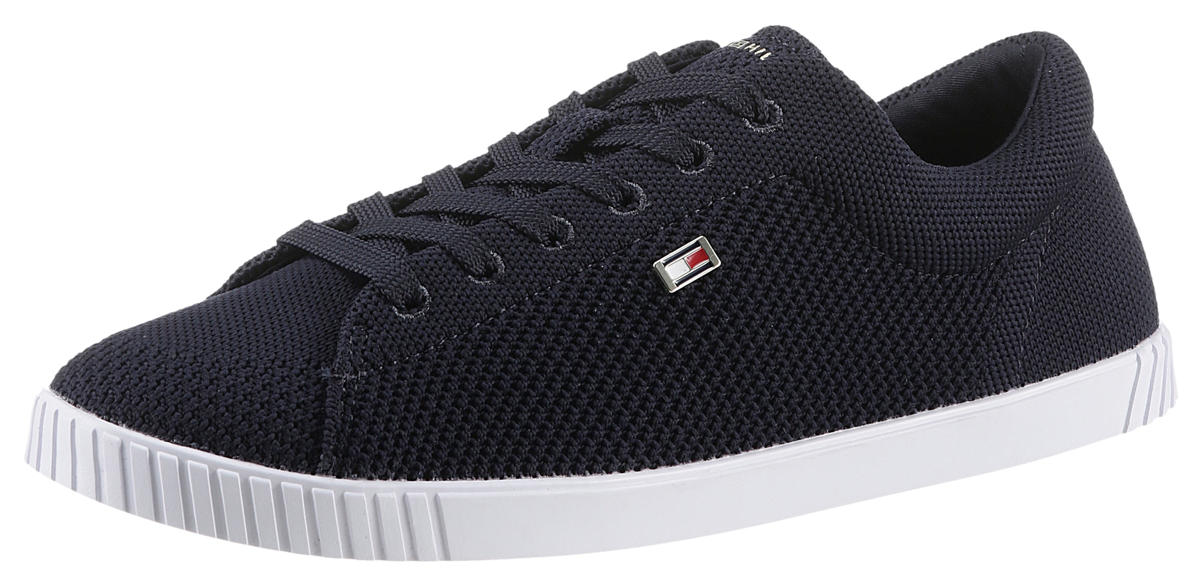 TOMMY HILFIGER Sneaker »FLAG LACE UP SNEAKER KNIT«, Freizeitschuh, Halbschuh, Schnürschuh mit...