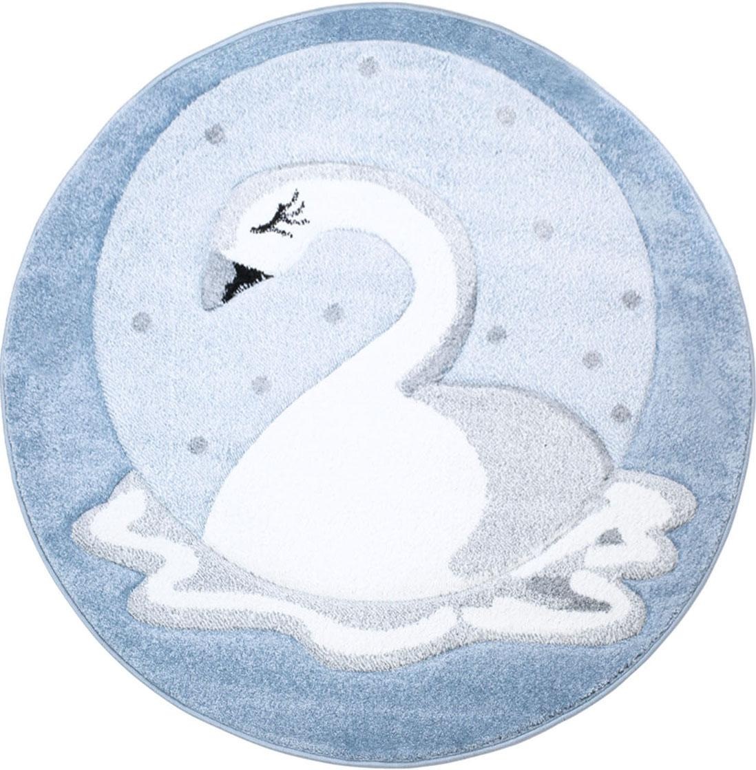 Image of Carpet City Kinderteppich »Bueno Kids 1315«, rund, 13 mm Höhe, Spielteppich, Schwan, 3D-Effekt, Weicher Flor, Pflegeleicht, Kinderzimmer bei Ackermann Versand Schweiz