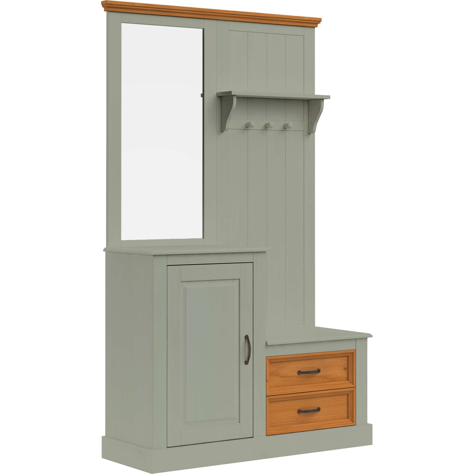 OTTO home Kompaktgarderobe "Selma Garderobe inkl. Kommode, 2 Schubkästen, Spiegel" Kompaktgarderobe, mit Spiegel, Haken und Hutablage, Breite 110 cm