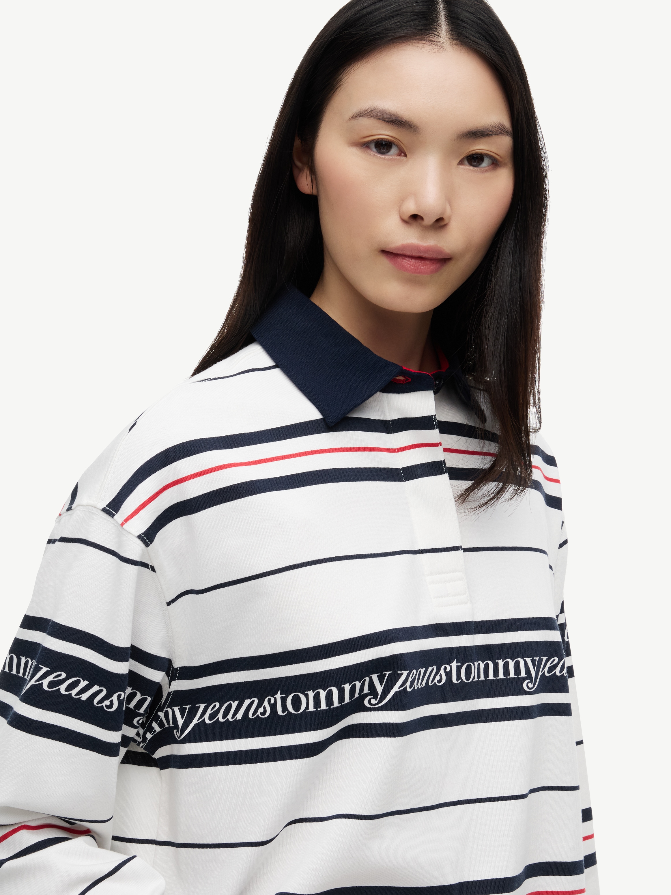 Tommy Jeans Sweatshirt »TJW RLX SCRIPT RUGBY«, Baumwolle,  relaxed fit, Polokragen
