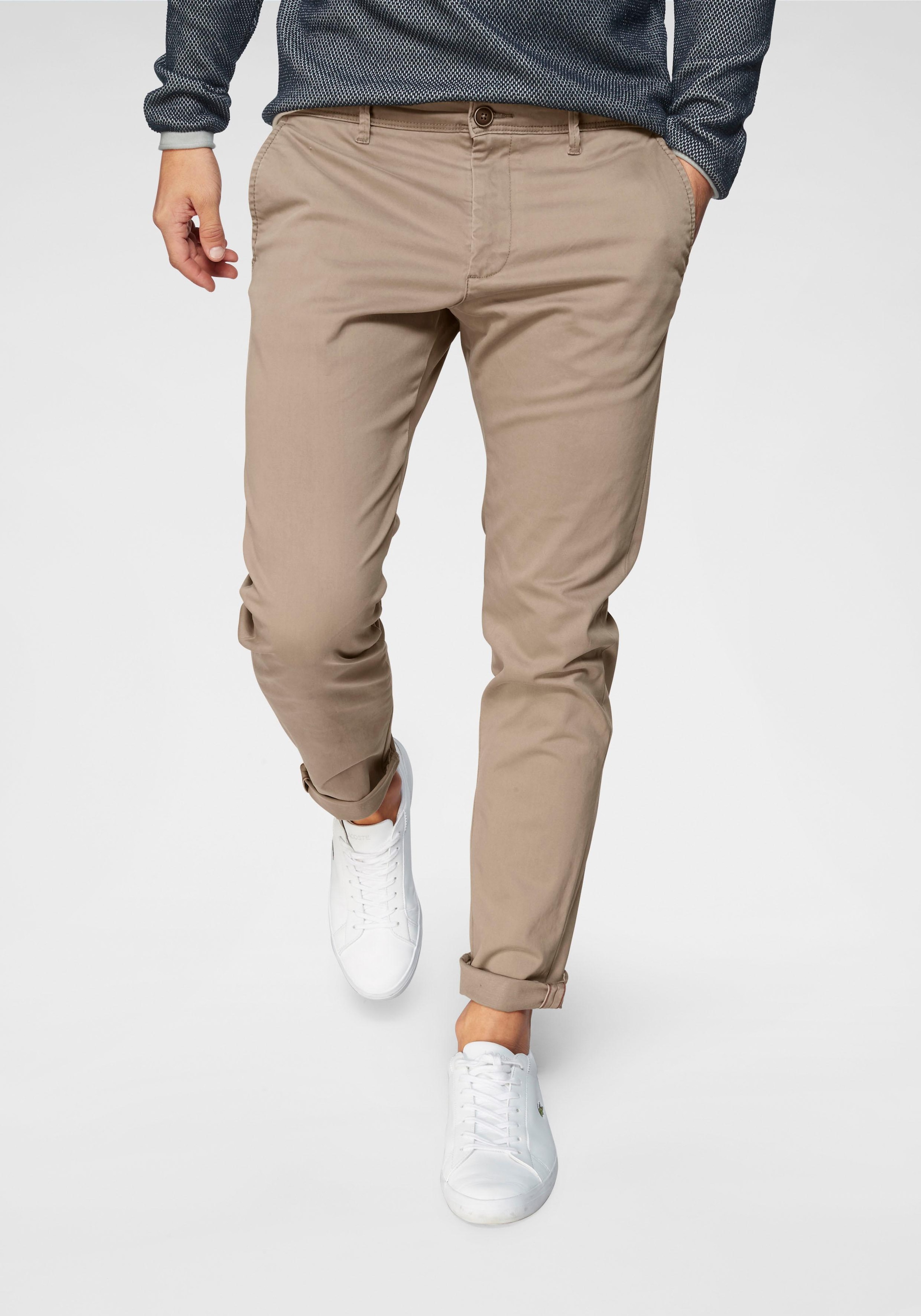 Image of Jack & Jones Chinohose "JJIMARCO mit Badge und hohem Tragekomfort" unifarben, modisch, slim fit, Baumwollmischung