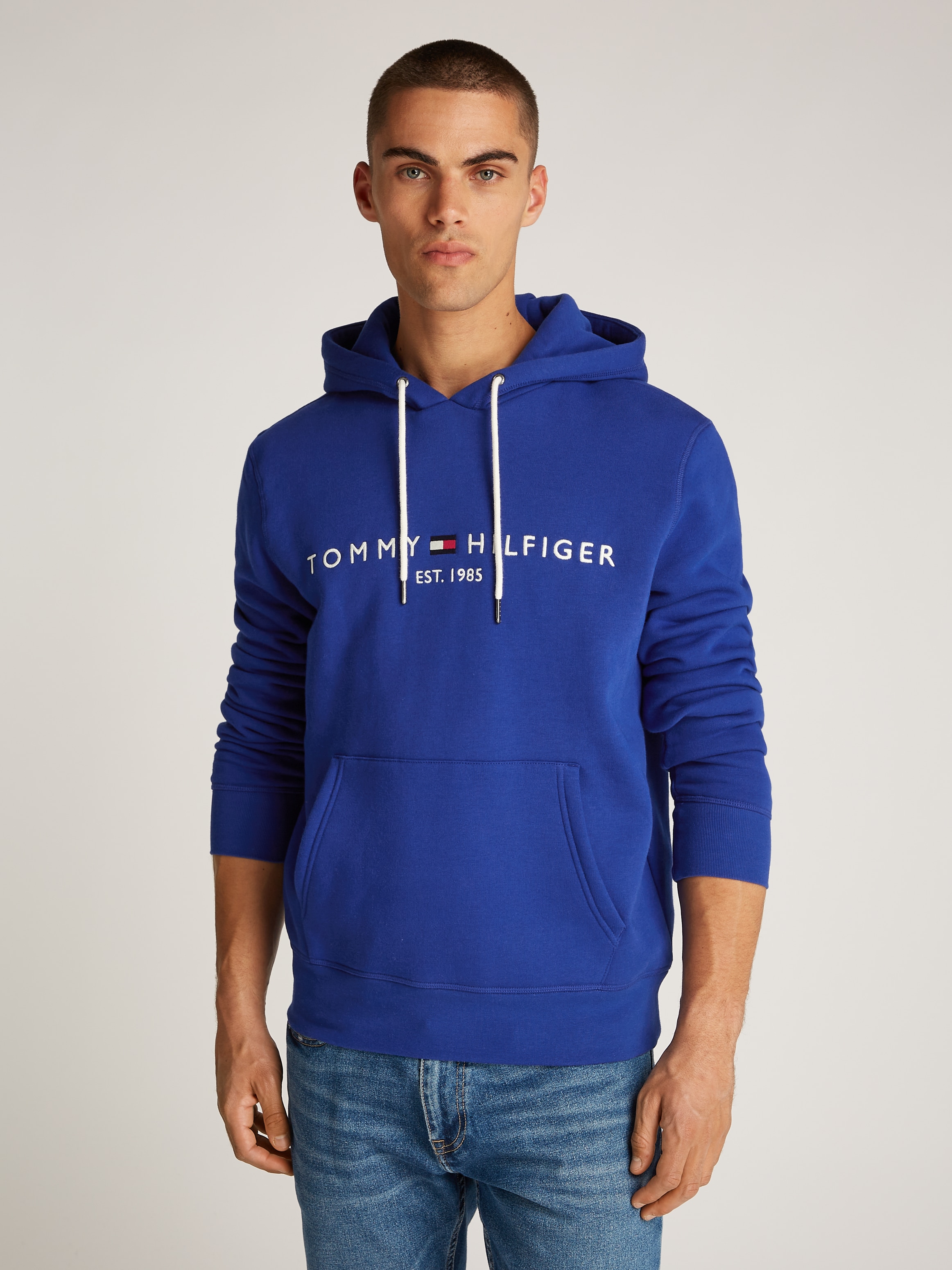 Tommy Hilfiger Kapuzensweatshirt »TOMMY LOGO HOODY mit Kapuze und Kängurutasche«, unifarben, casual, regular fit, Baumwollmix, Kapuze