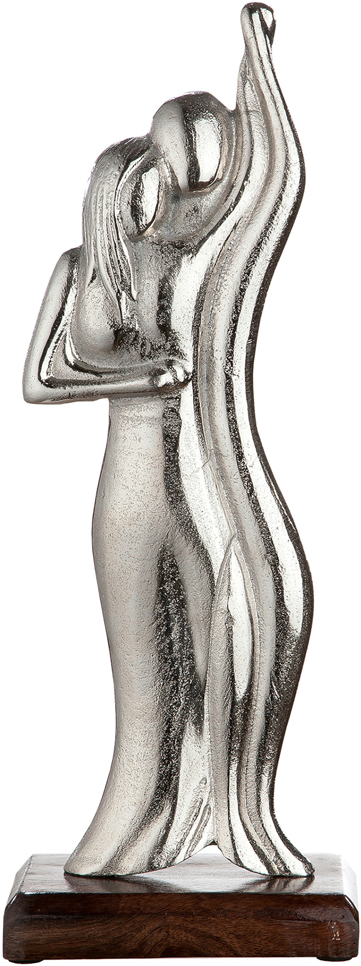 Image of GILDE Dekofigur »Skulptur Figura Tanzrunde, silberfarben«, (1 St.), Dekoobjekt, Höhe 40 cm, aus Metall, Sockel aus Holz, Wohnzimmer bei Ackermann Versand Schweiz