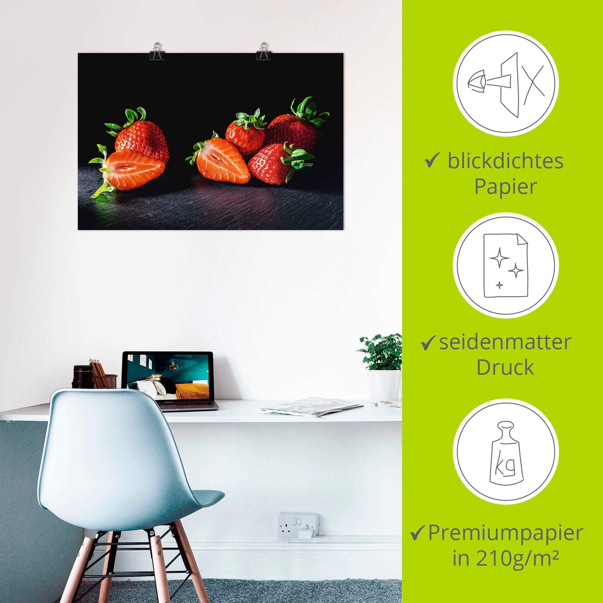 Artland Wandbild »Erdbeeren, süss und fruchtig«, Obst Bilder, (1 St.), als Leinwandbild, Poster in verschied. Grössen