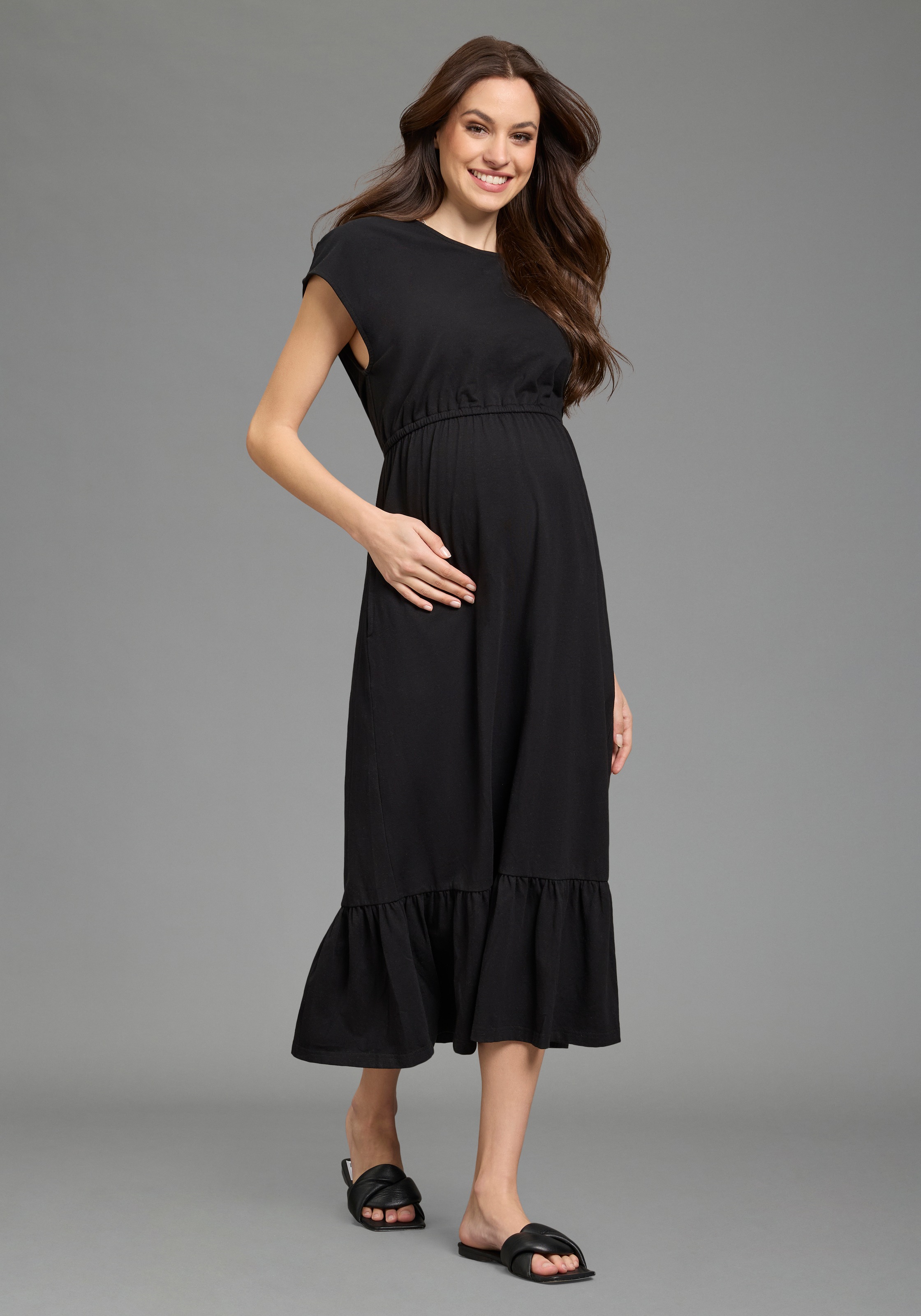 Neun Monate Robe de maternité »2er Pack Umstandskleider« Packung, 2, 2 pièces tlg. modischer Stil, für Schwangerschaft, aus Jersey, Kurzarm