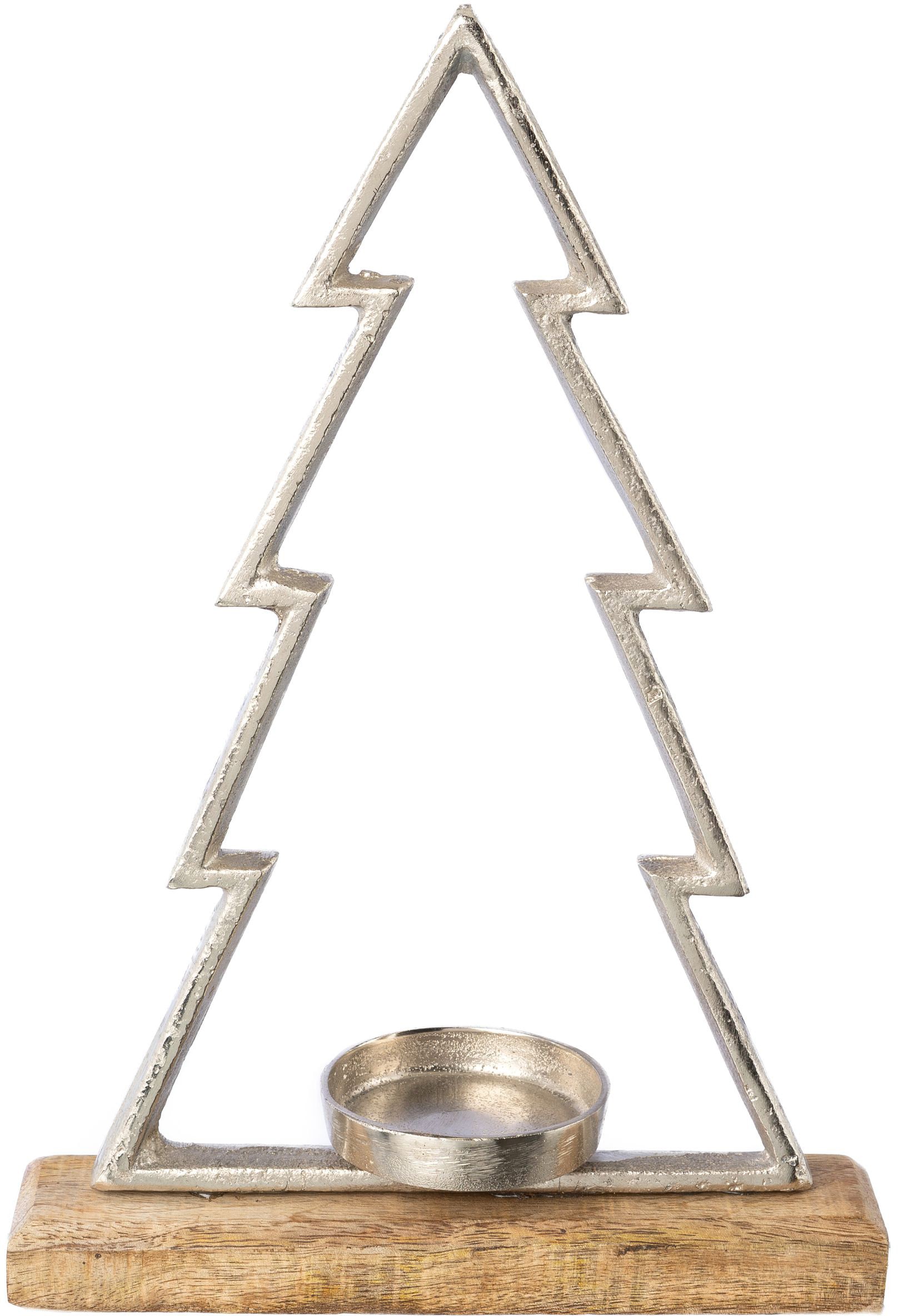 Creativ deco Teelichthalter »Weihnachtsdeko«, kaufen ca. cm St.), Tannenbaum-Form, hochwertiger (1 Mangoholzplatte, in Höhe 34 auf