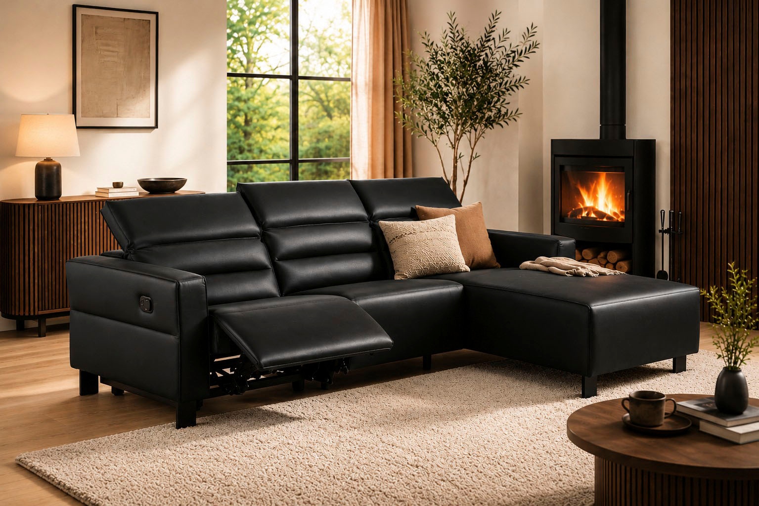 GOODproduct Canapé d'angle »Carpari, L-Form, 263 cm, manuelle o. elektrische Relaxfunktion,« USB A/C et réglage de la tête